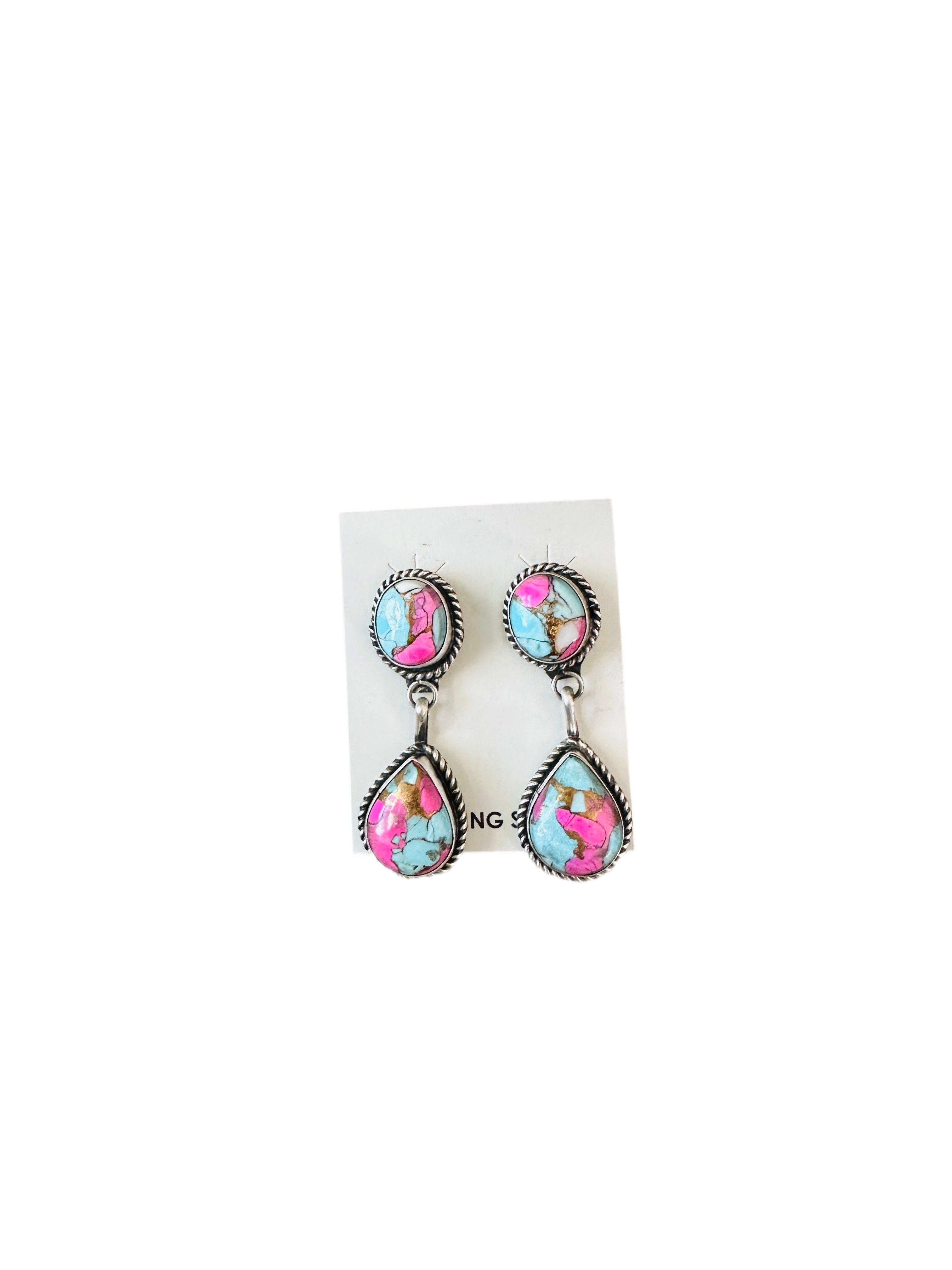 Handcrafted Cotton Candy and Sterling Silver Dangle Earrings