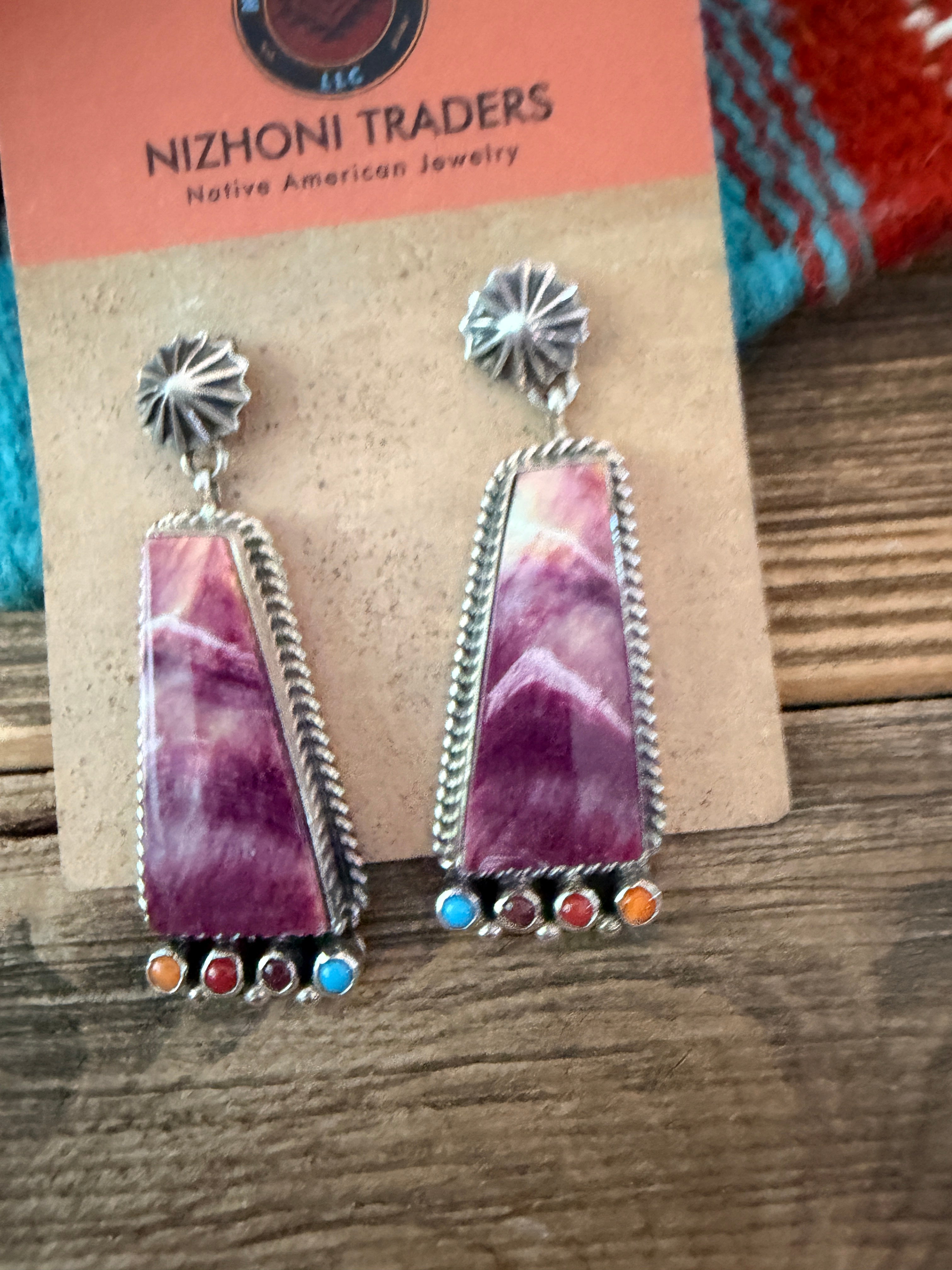 Handcrafted Multi Stone & Sterling Silver Dangle Earrings