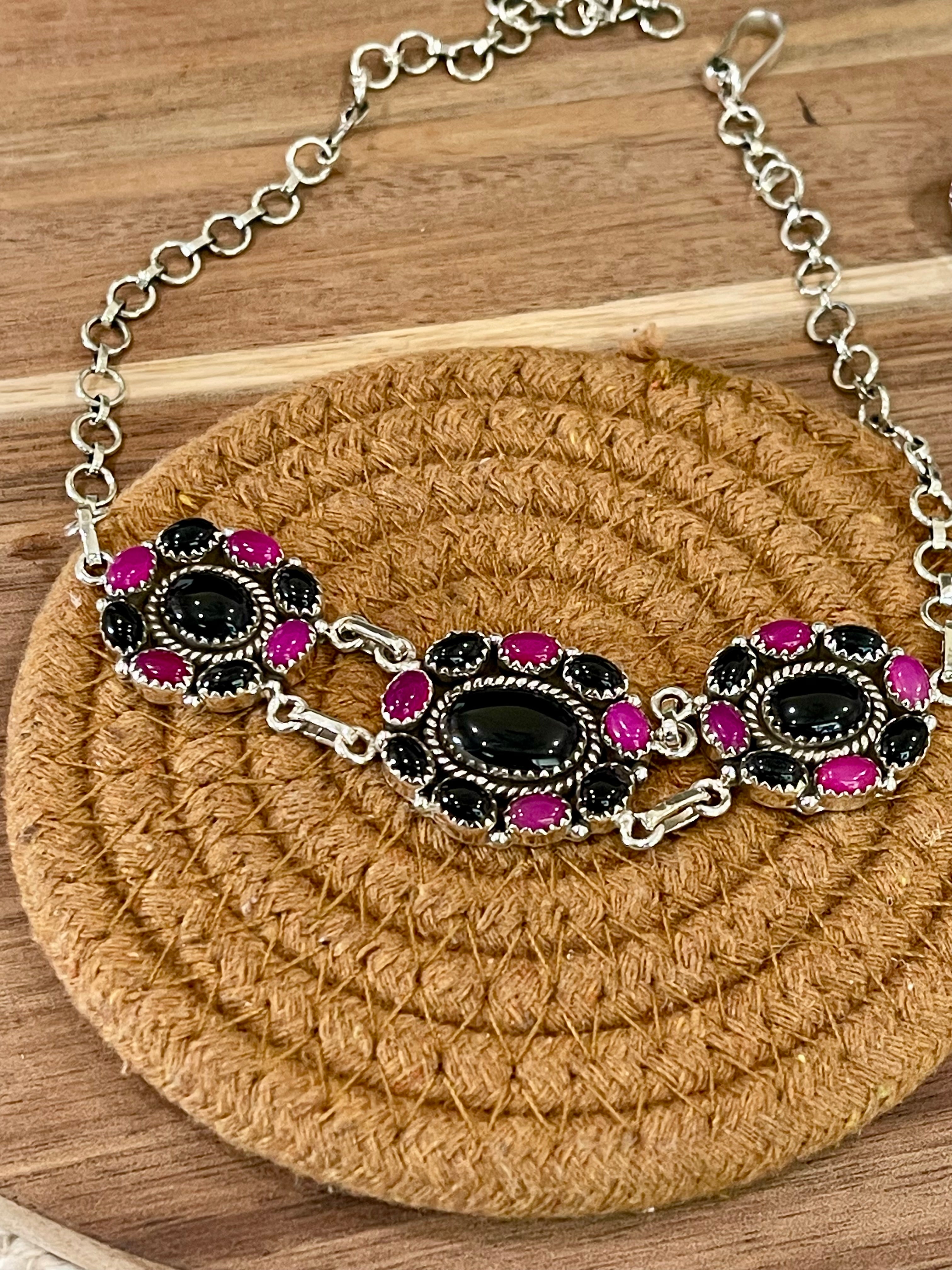 Beautiful Handmade Sterling Silver & Onyx Necklace And Earring Set