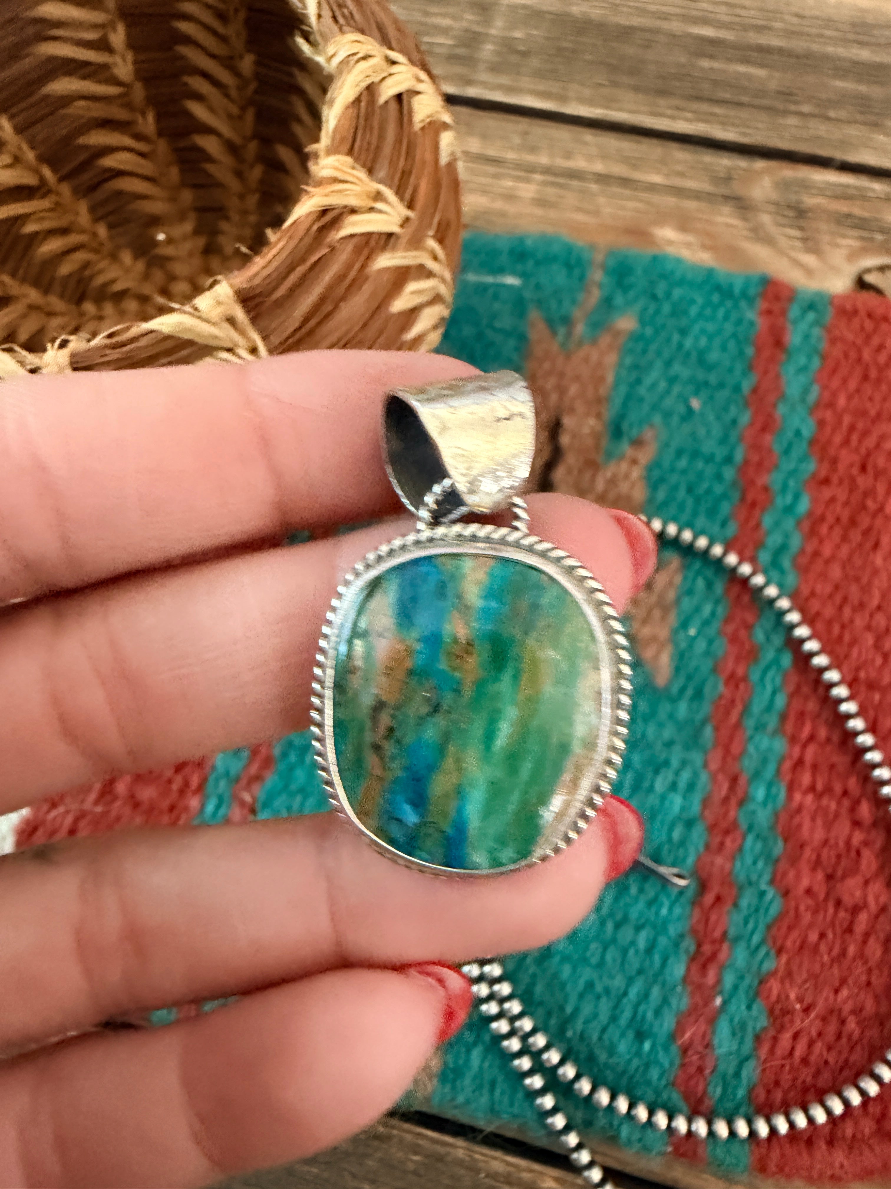 Handmade Sterling Silver & Peruvian Opal Pendant