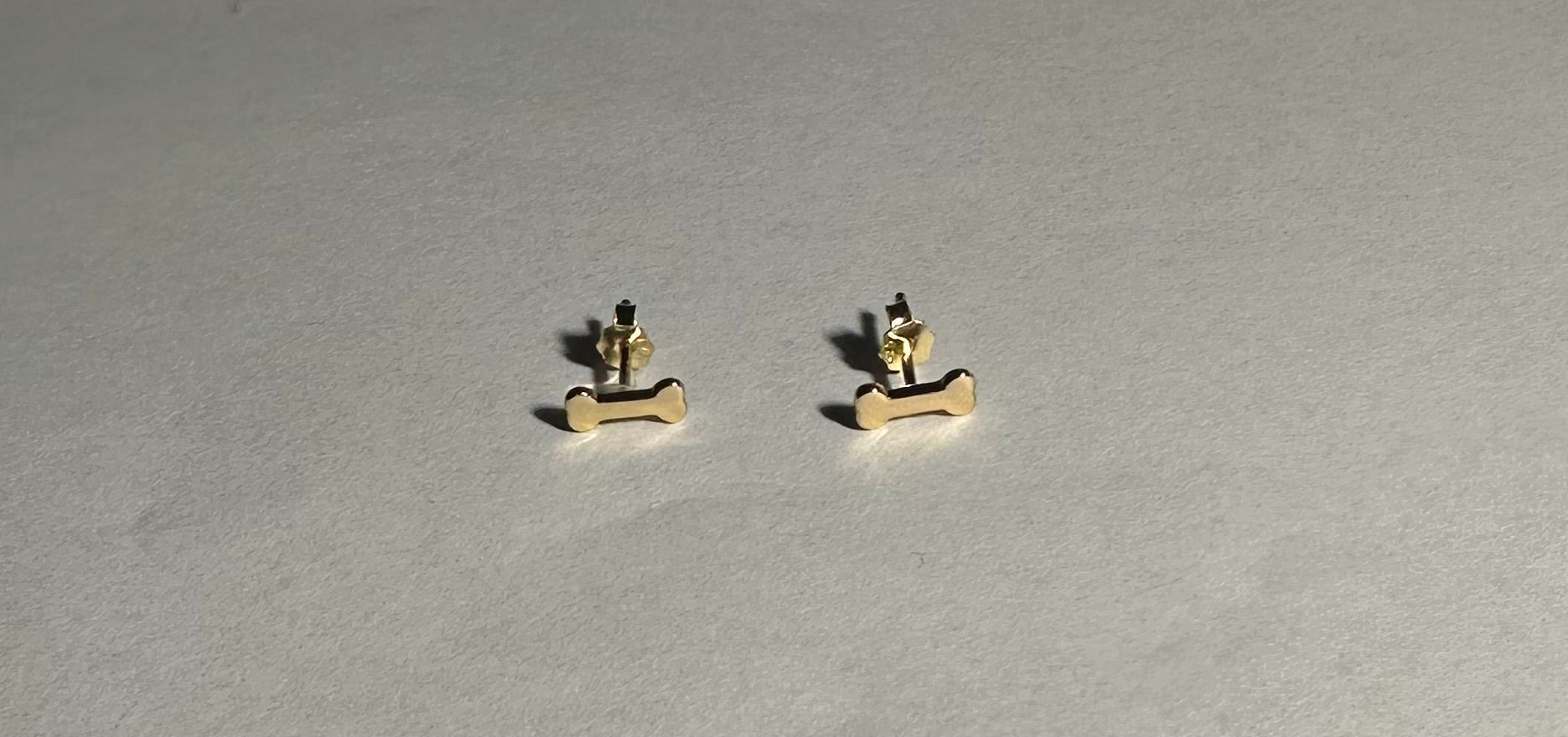 Gold Plated Sterling Silver Give a Dog a Bone Stud Earrings