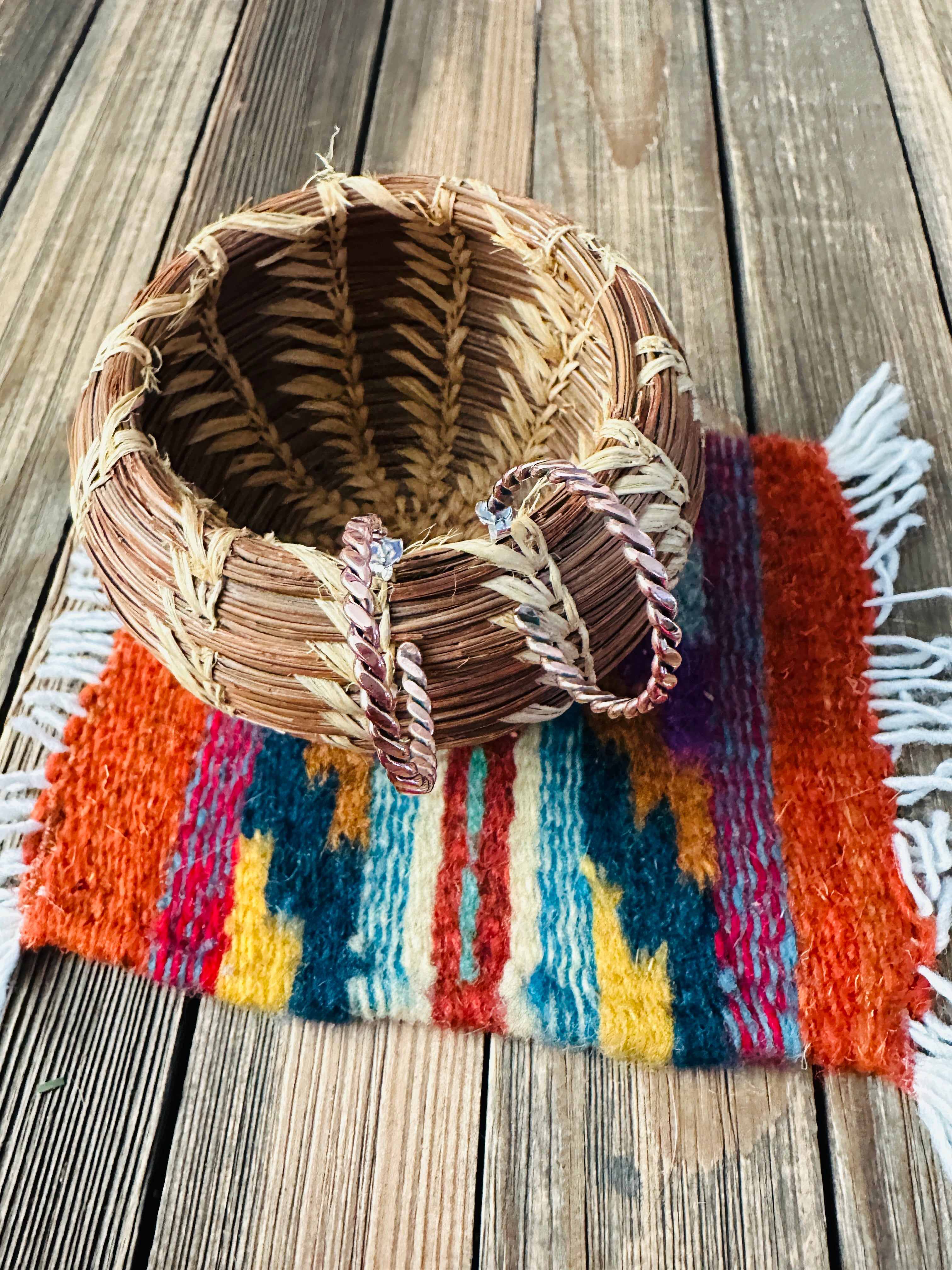 Handcrafted Twisted Copper Hoop Earrings