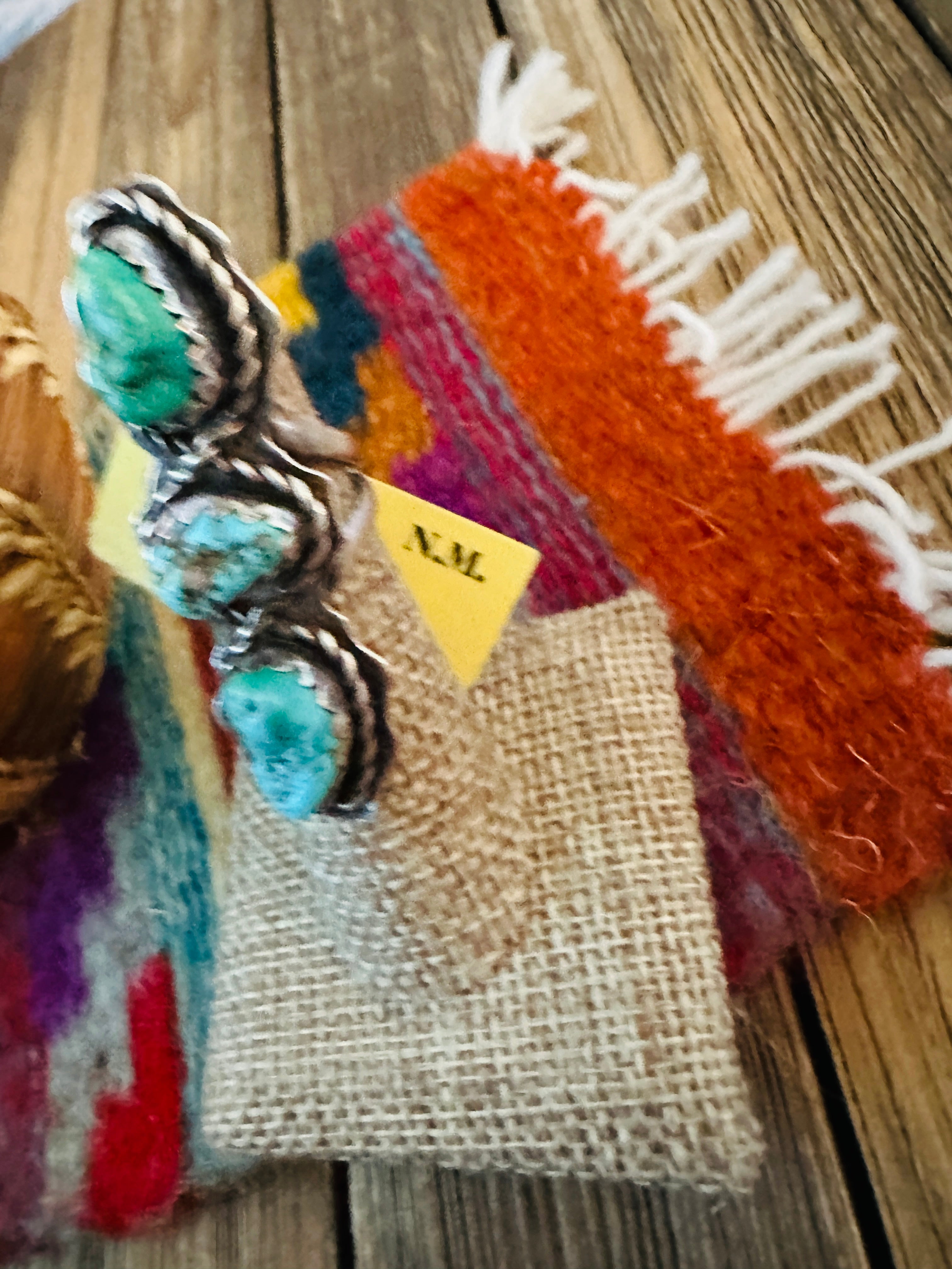 Old Pawn Handcrafted Turquoise & Sterling Silver Ring Size 6.25