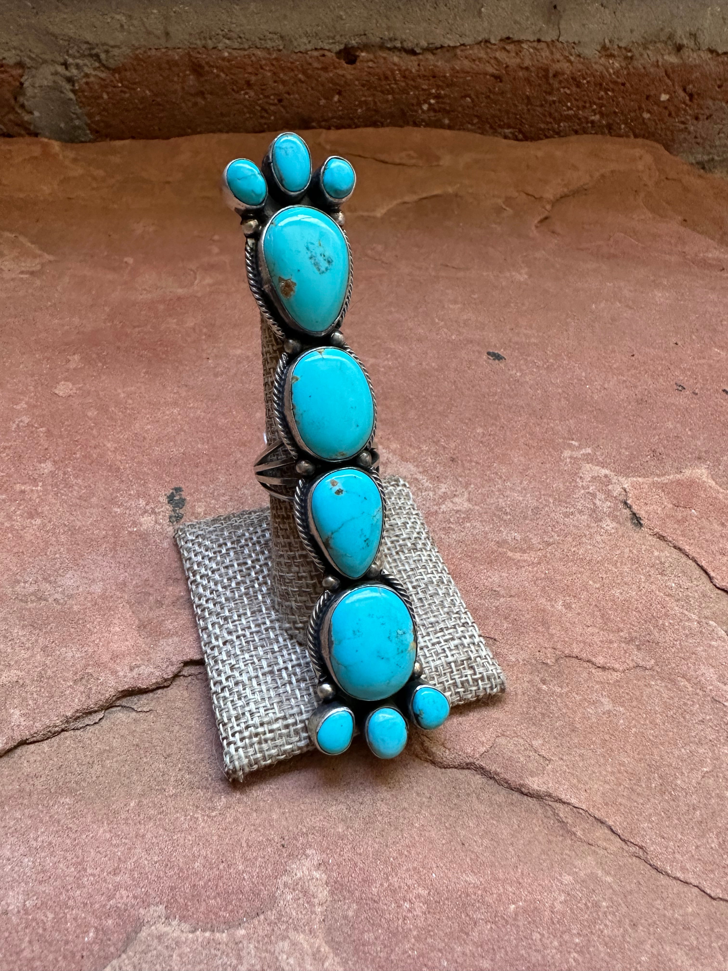 Navajo Turquoise & Sterling Silver Ring Signed RB