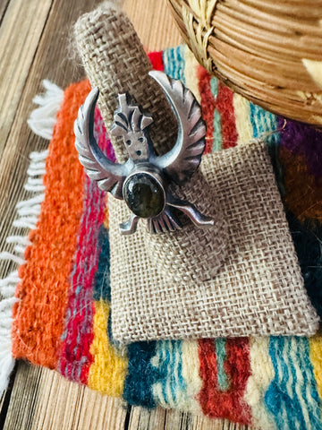 Handcrafted Labradorite and Sterling Silver Thunderbird Ring size 7.75 by Chimney Butte