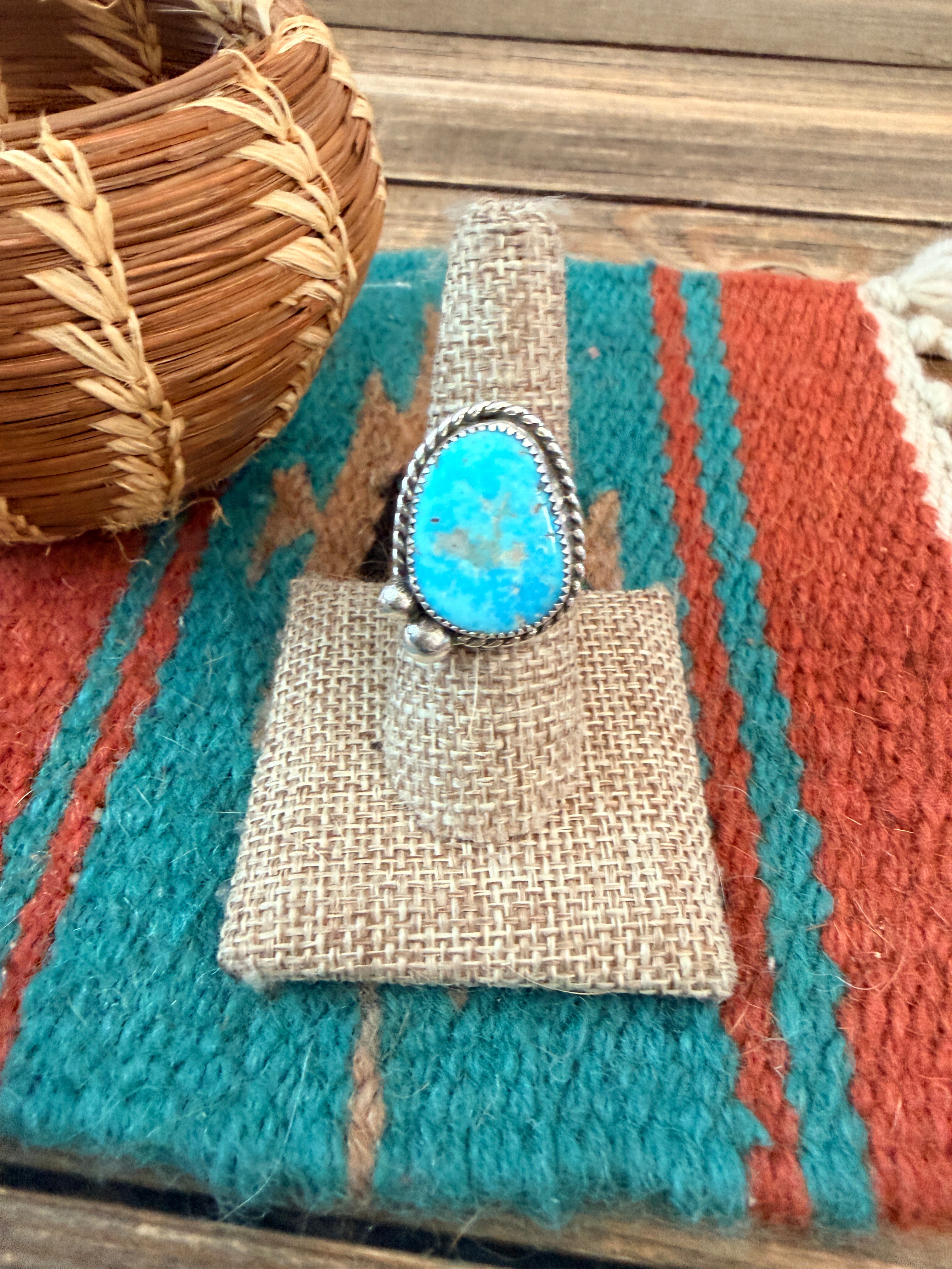 Handmade Sterling Silver & Turquoise Adjustable Ring
