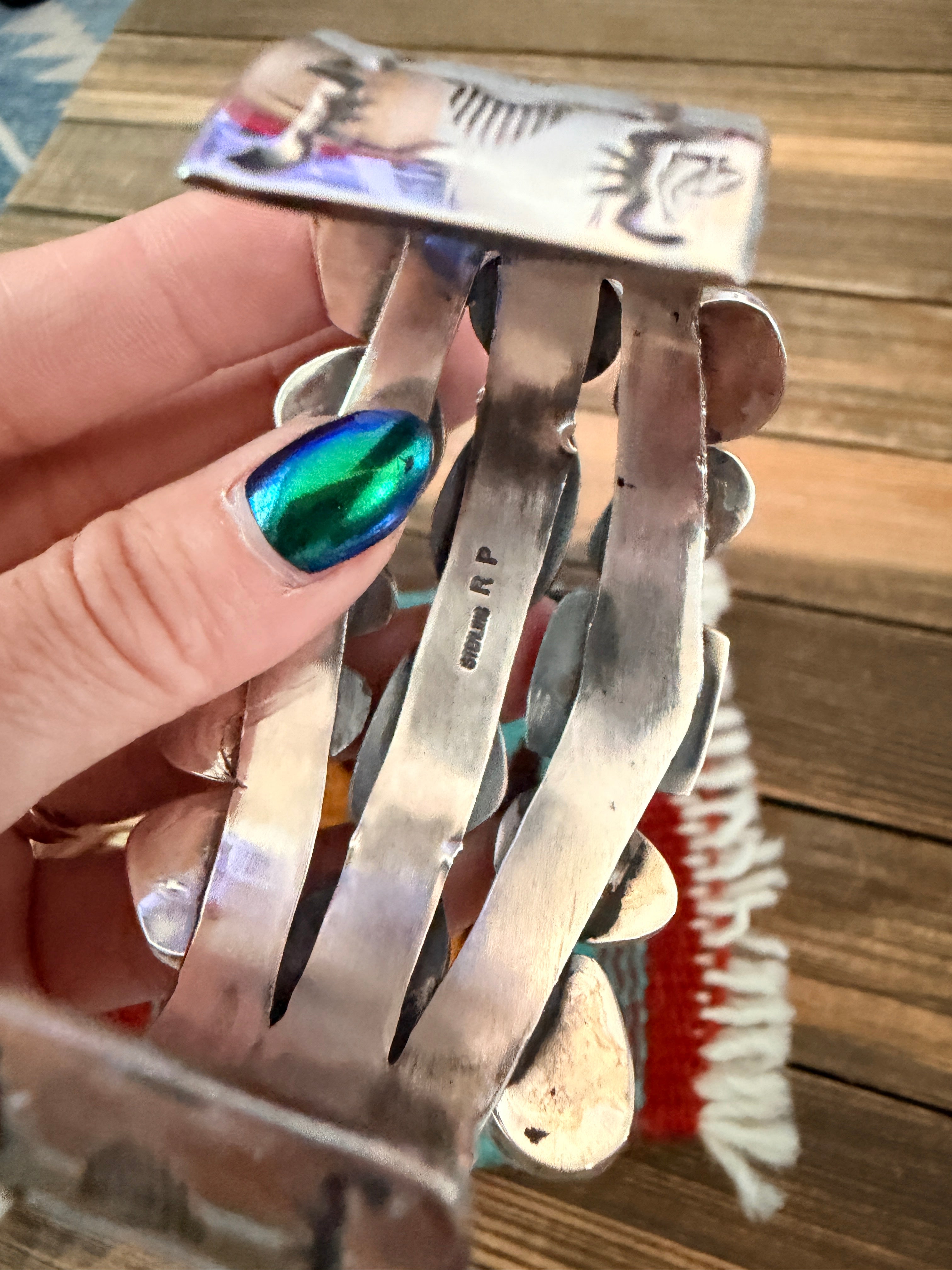 Handcrafted Royston Turquoise & Sterling Silver Cuff Bracelet by Rosella Paxson
