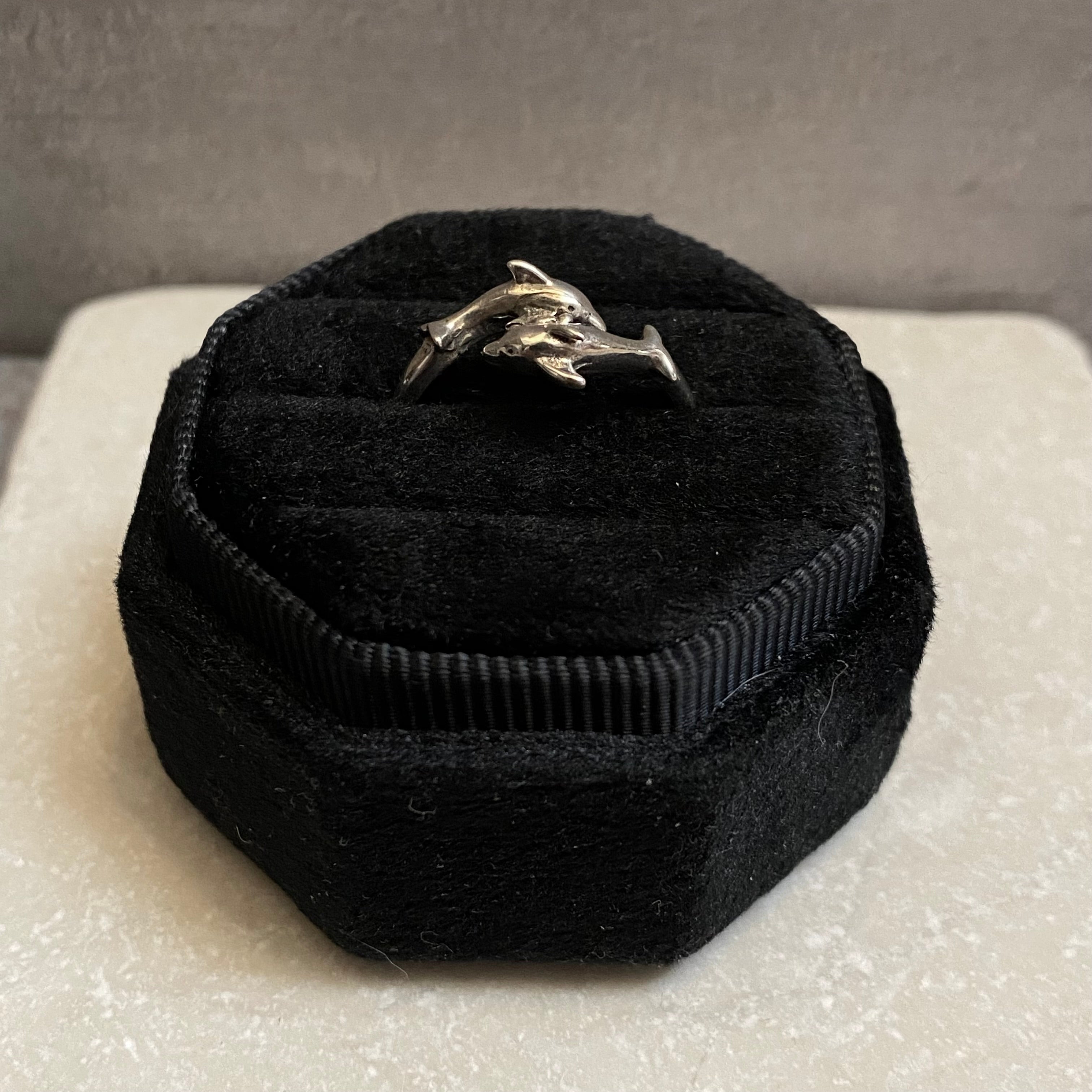 Sterling Silver Etched Dolphin Ring