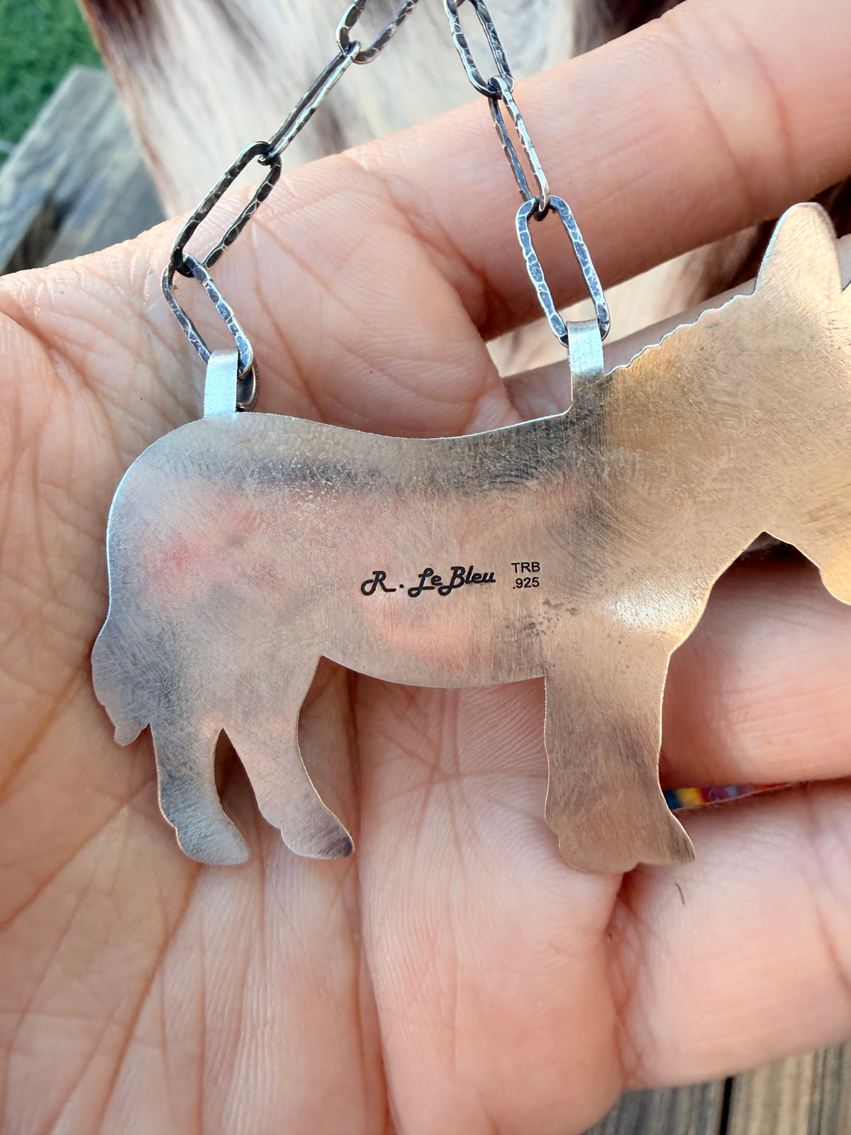 Handmade Sterling Silver & Turquoise Donkey Necklace