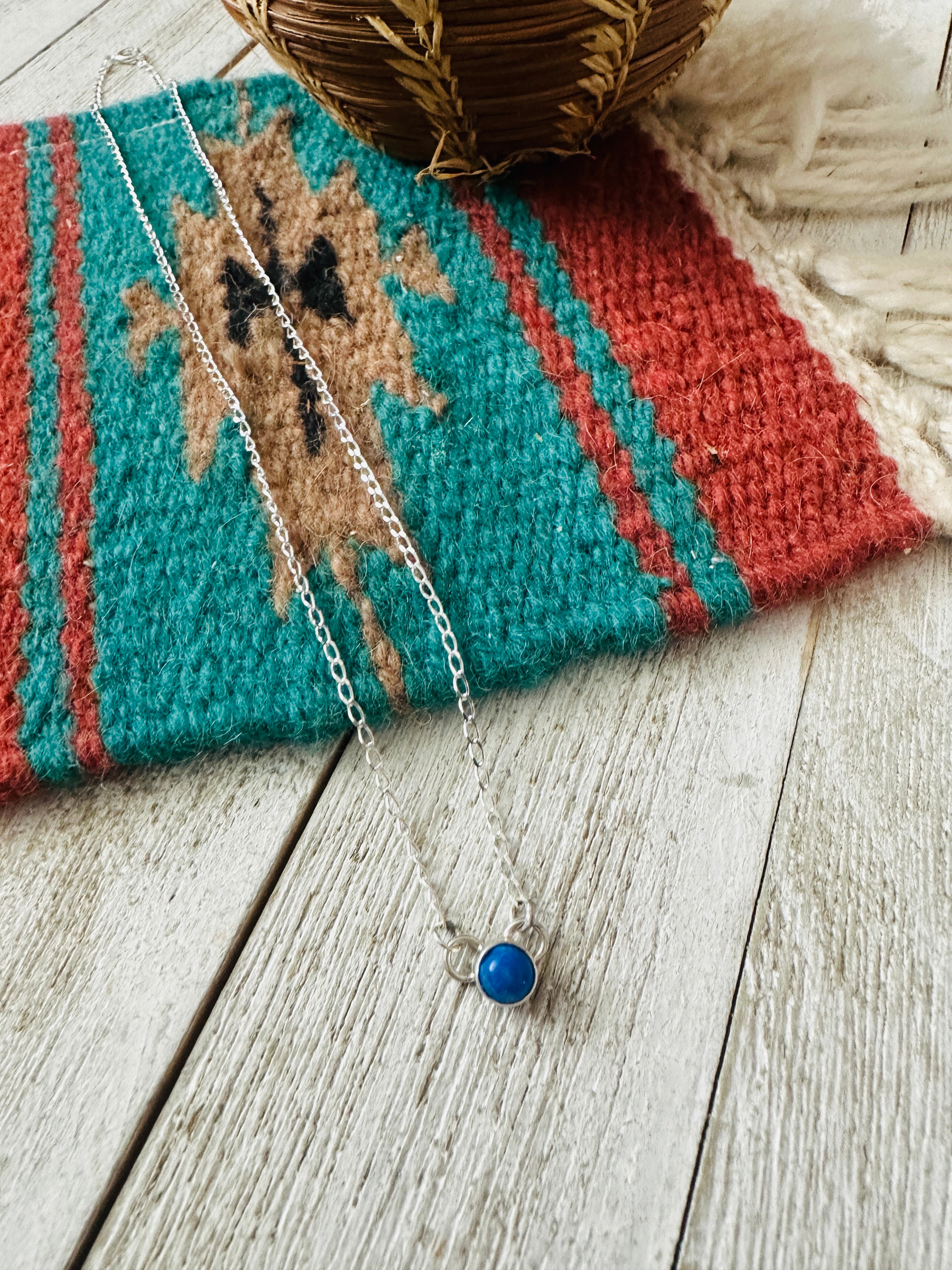 Handcrafted Sterling Silver & Lapis Dot Necklace