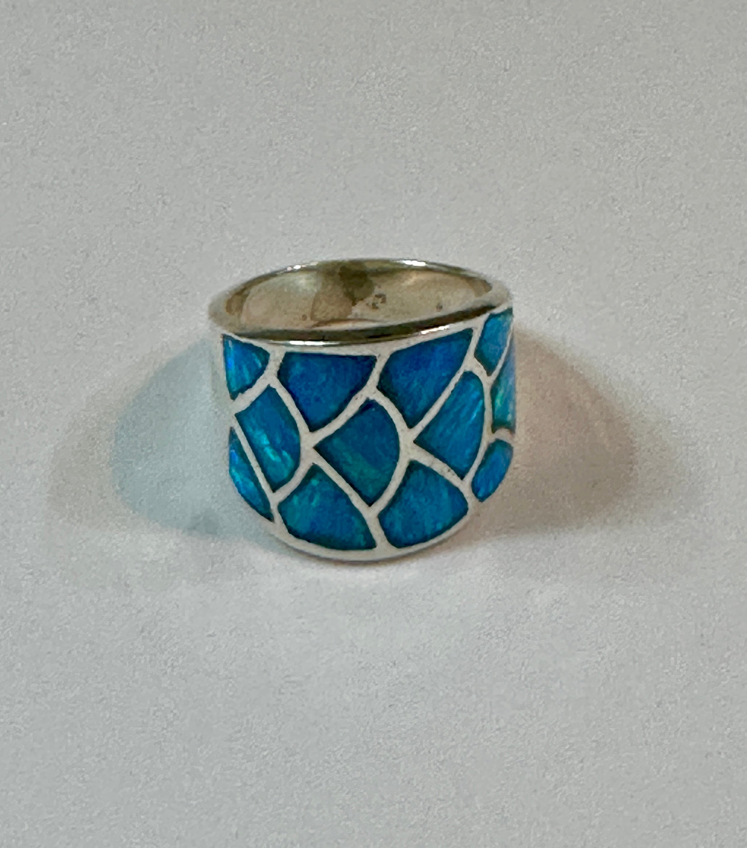 Blue Opal Sterling Silver Mermaid Ring