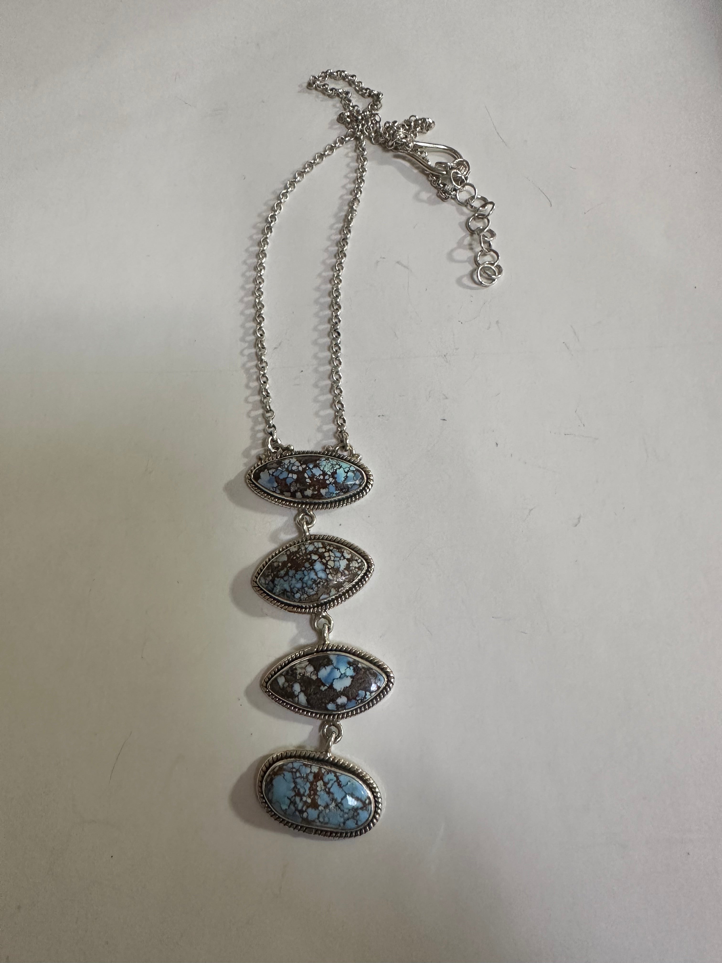 Handmade Sterling Silver Natural Golden Hills Necklace Signed Nizhoni