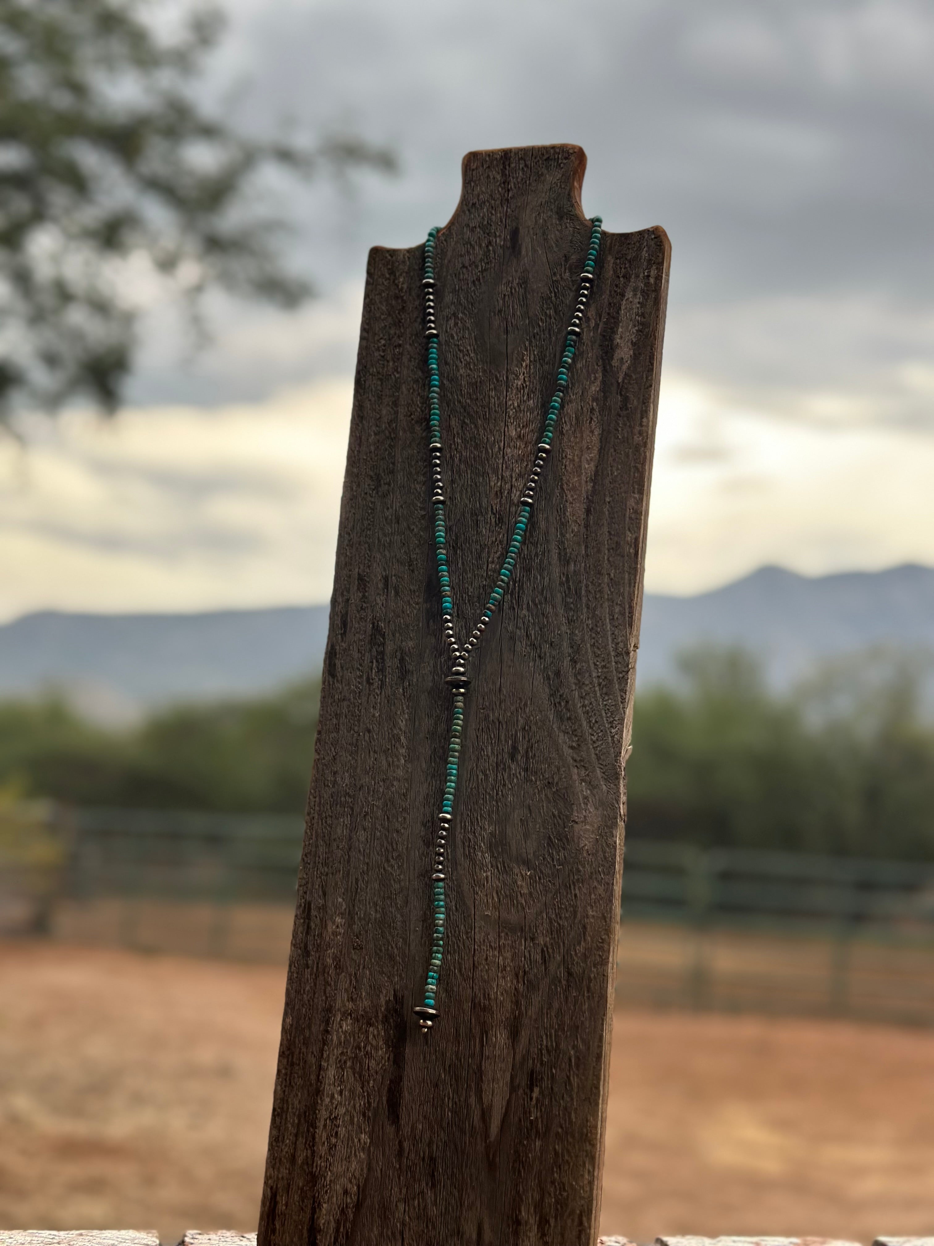 The Cowboy Navajo Sterling Silver & Turquoise Beaded Lariat Necklace