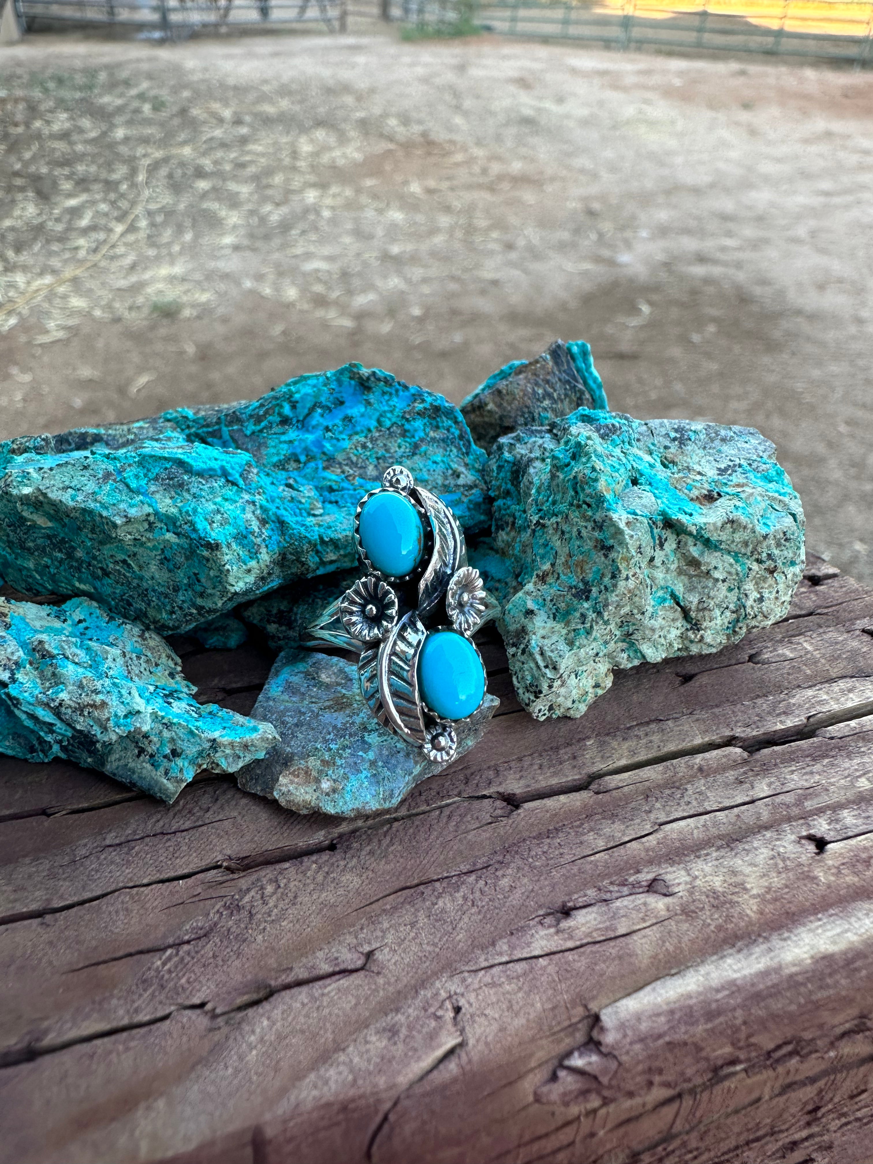 Flowering Kingman Turquoise & Sterling Silver Ring