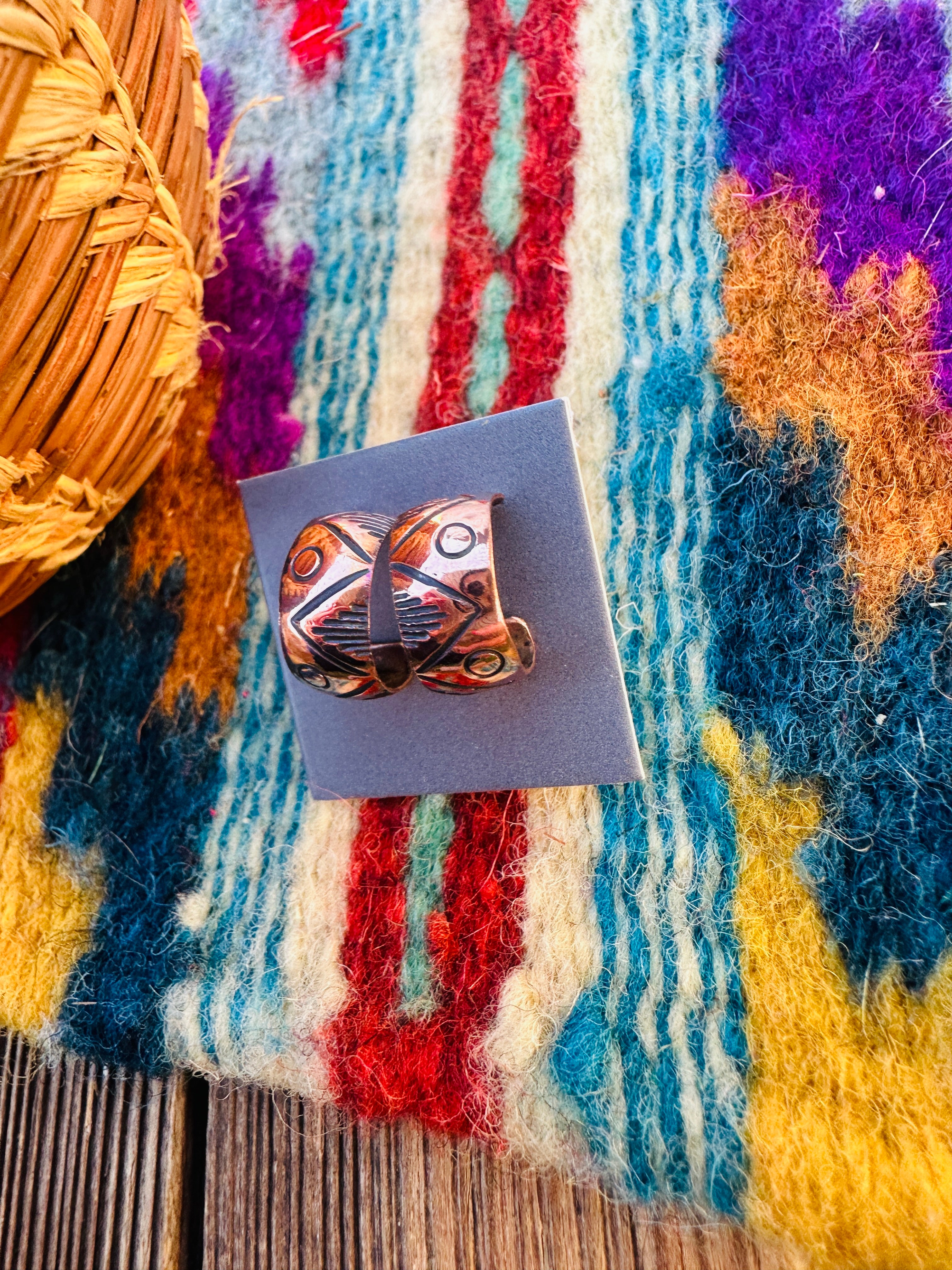 Hand Stamped Copper Hoop Earrings