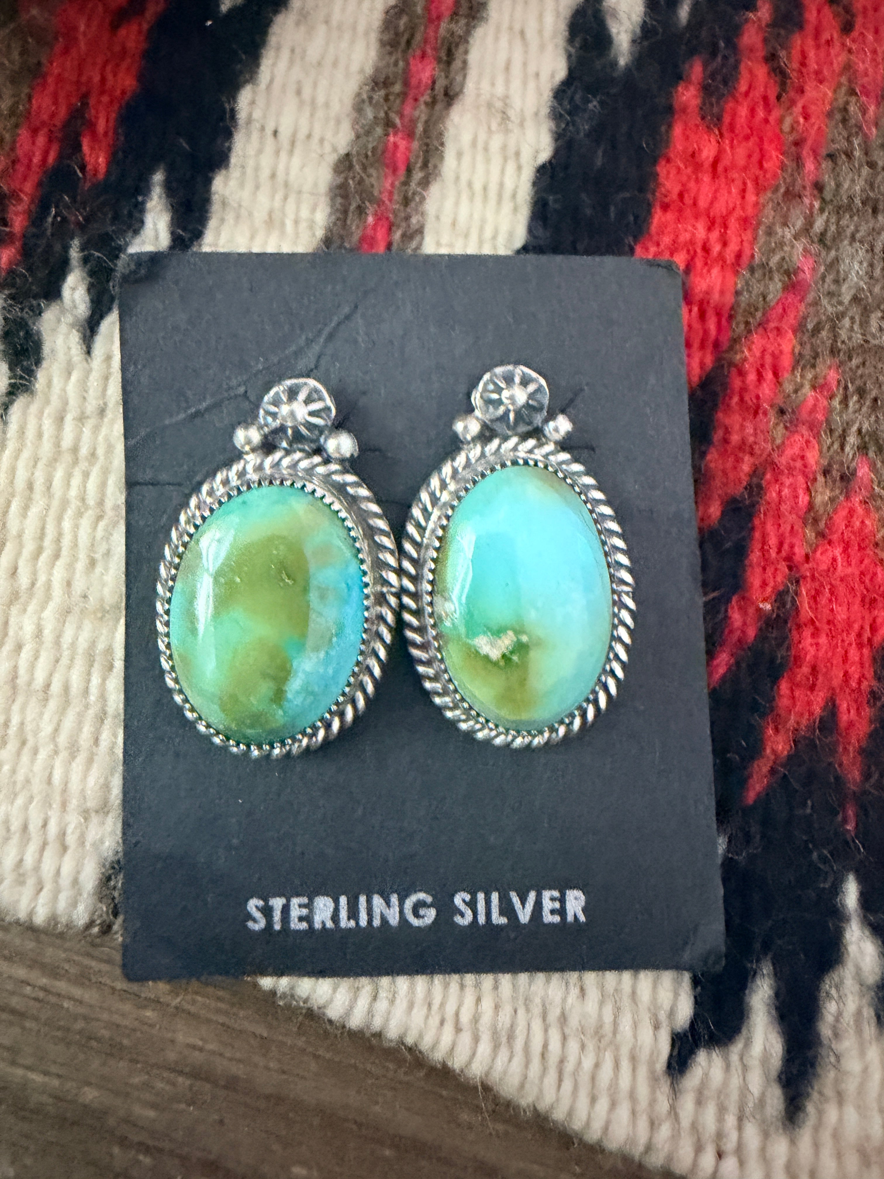 Handcrafted Sonoran Mountain Turquoise & Sterling Silver Stud Earrings