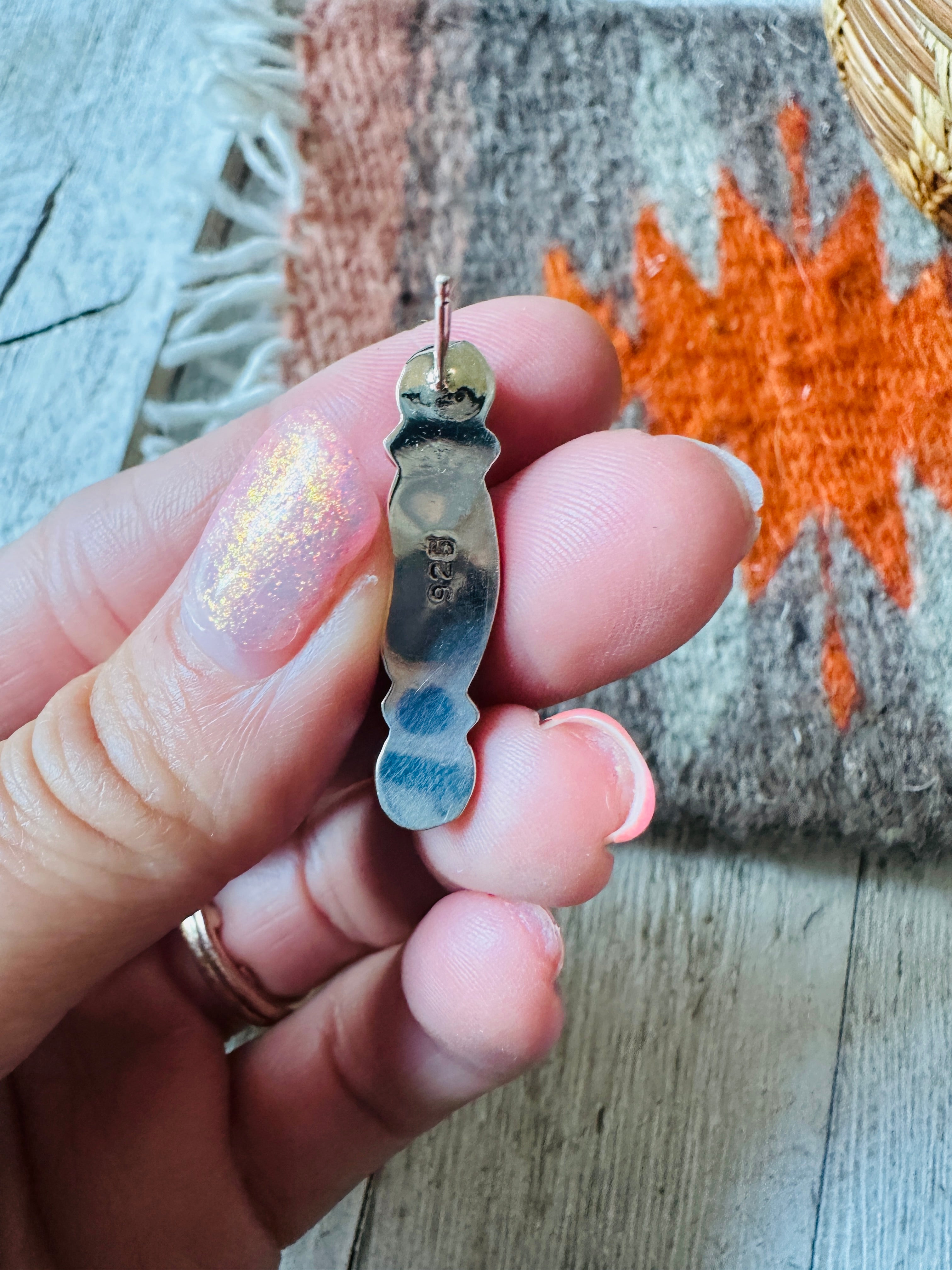 Navajo 3-Stone Turquoise And Sterling Silver Dangle Earrings