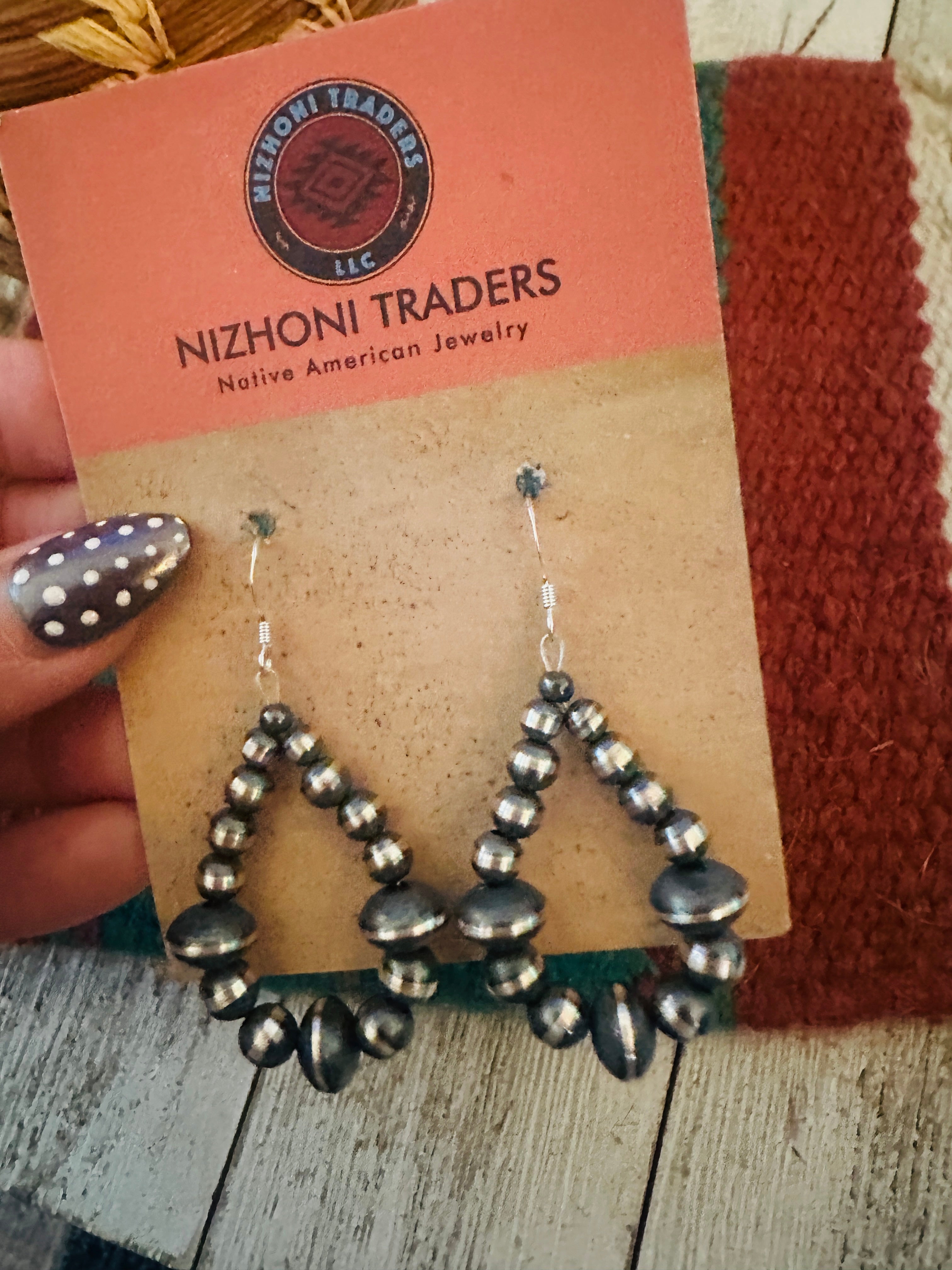 Handcrafted Sterling Silver Beaded Dangle Hoop Earrings