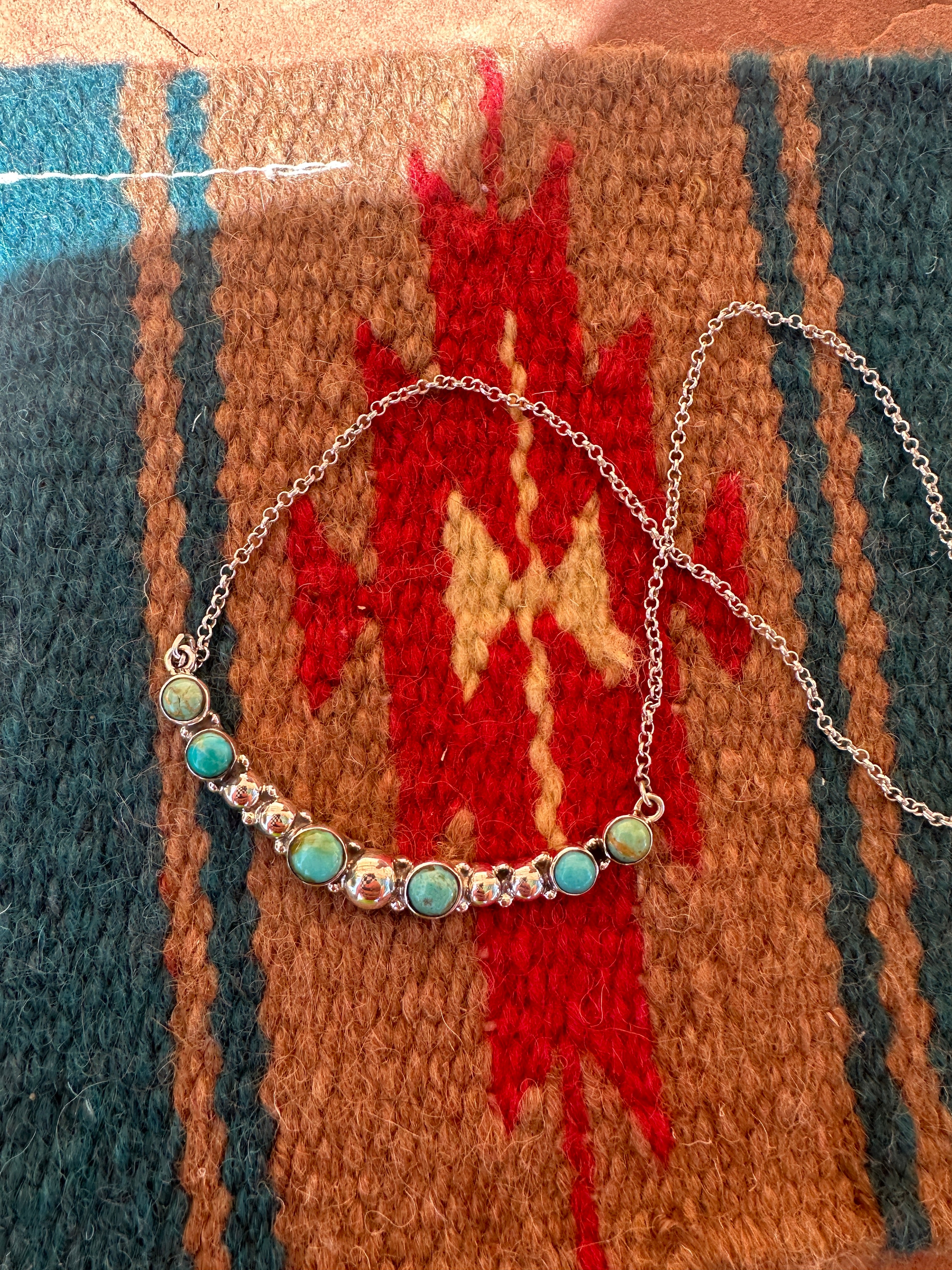 Handmade Turquoise & Sterling Silver Ball Necklace