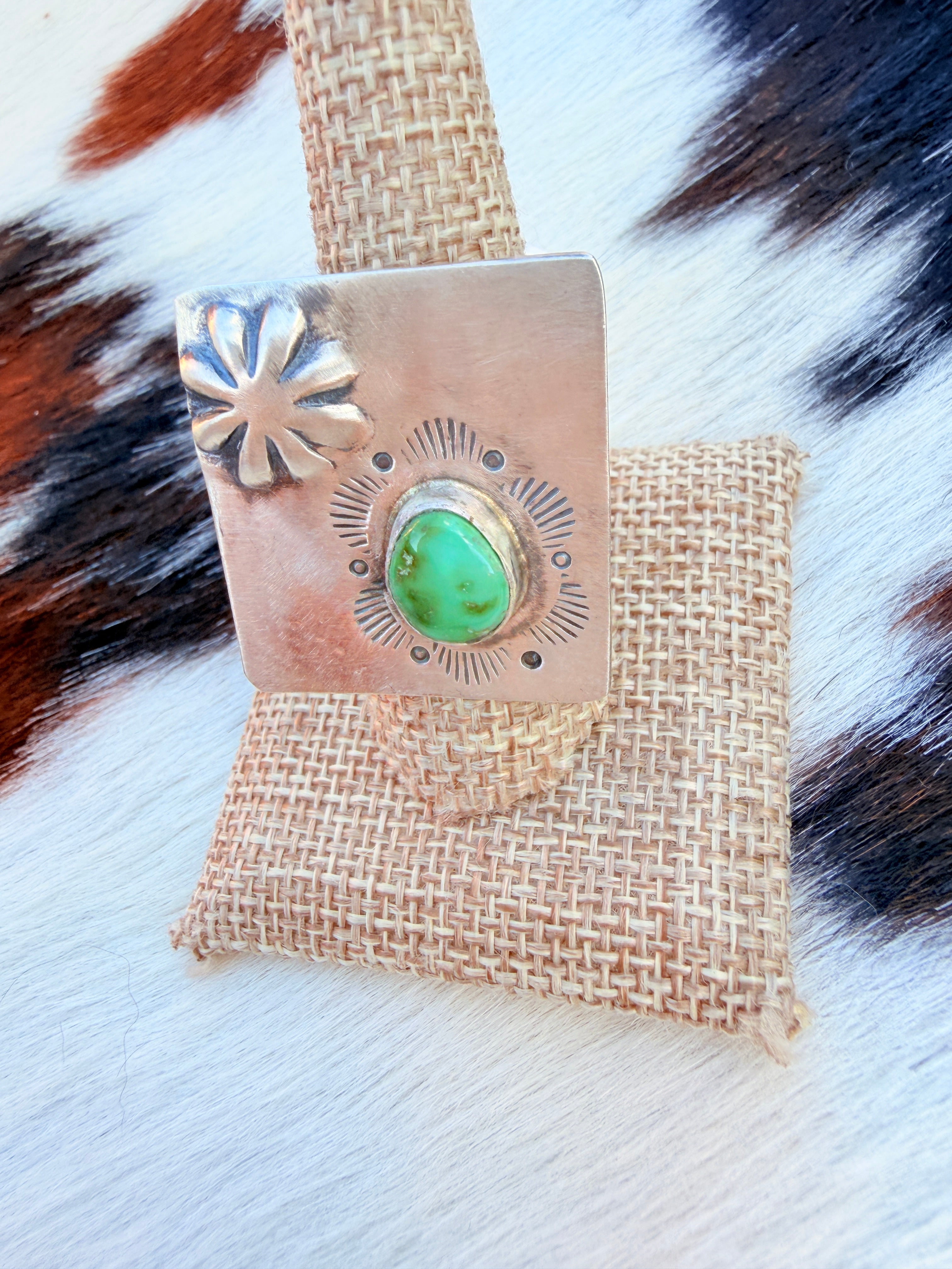 Handcrafted Sonoran Mountain Turquoise & Sterling Silver Adjustable Ring