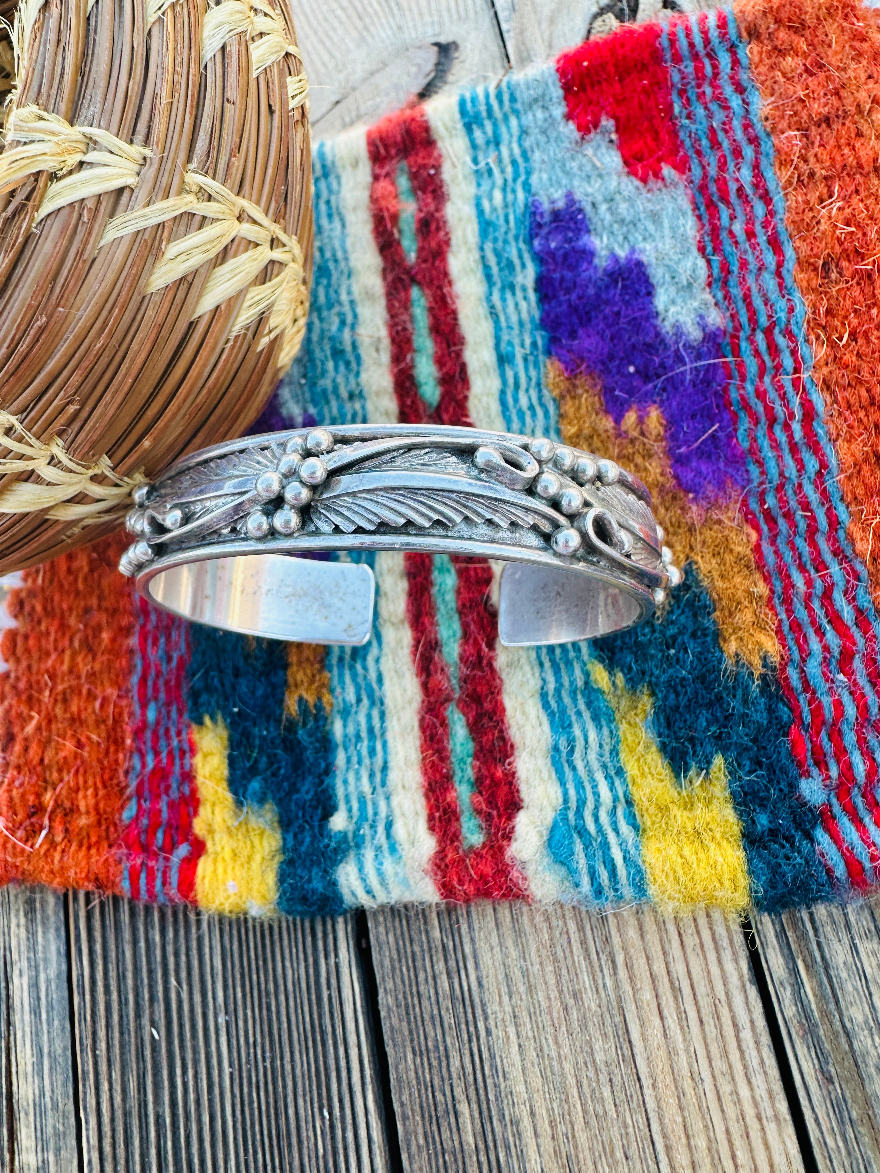 Handcrafted Old Pawn Sterling Silver Cuff Bracelet