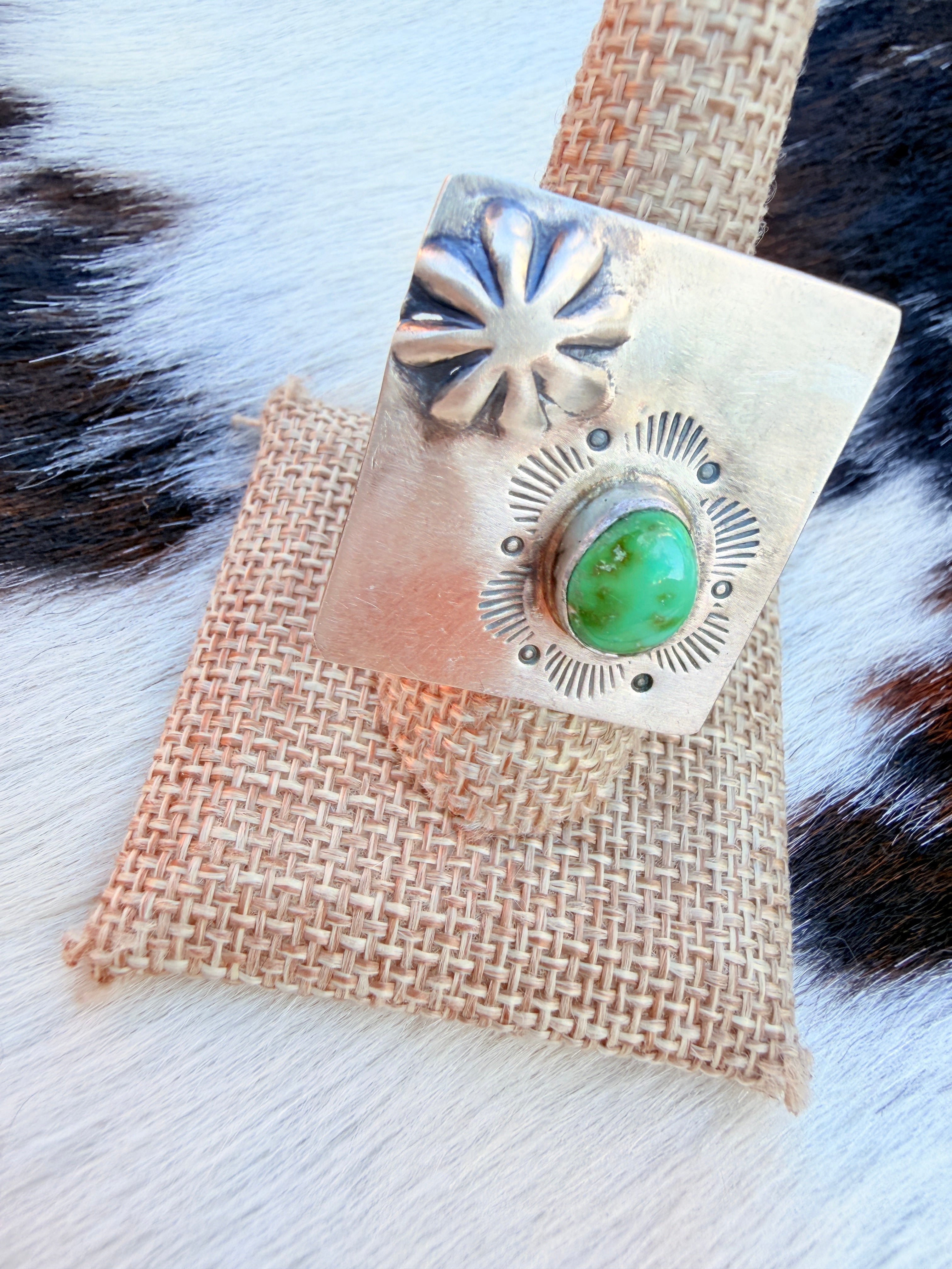 Handcrafted Sonoran Mountain Turquoise & Sterling Silver Adjustable Ring