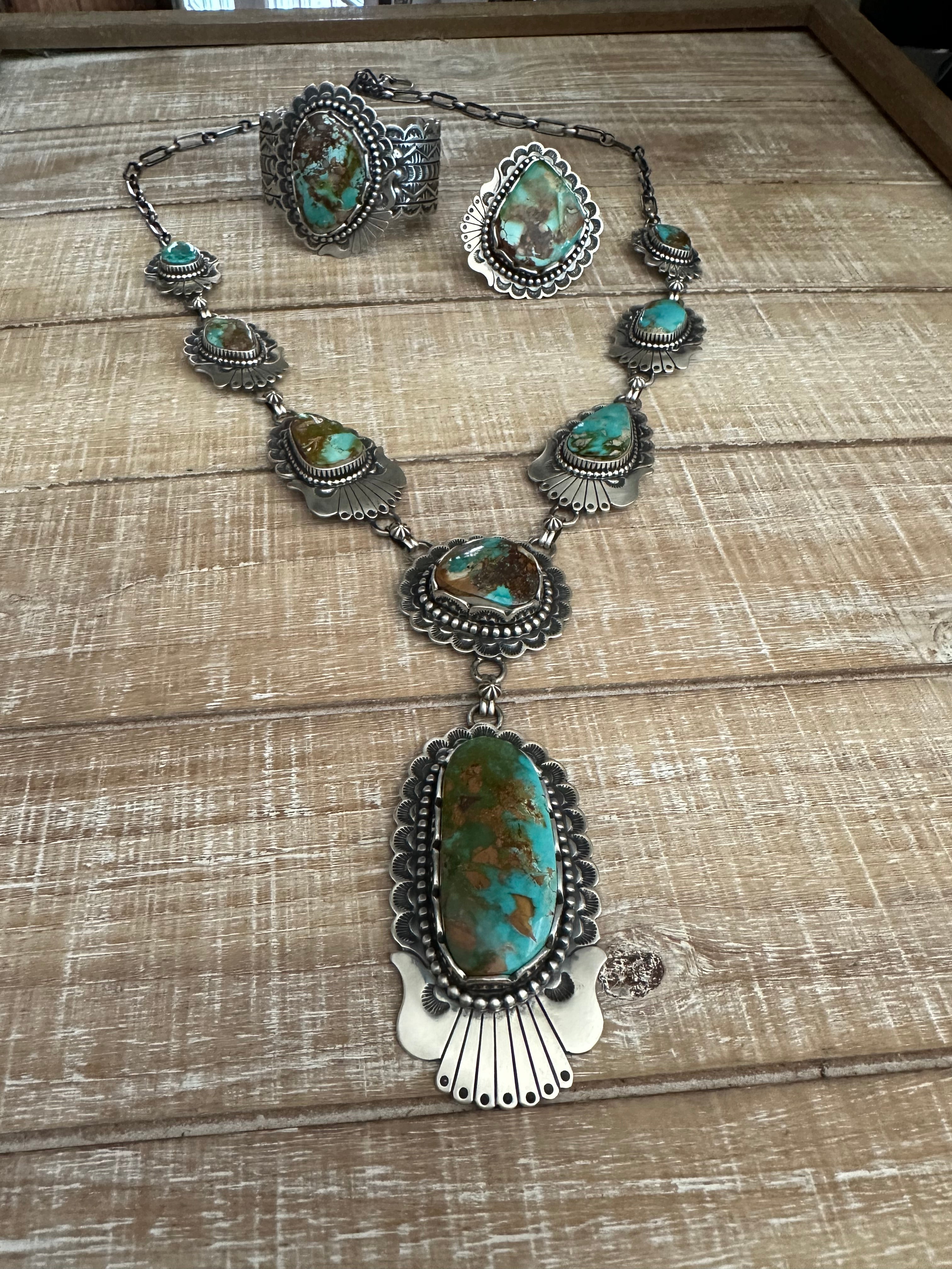 Charles Johnson Handcrafted Royston Turquoise & Sterling Silver Neckla