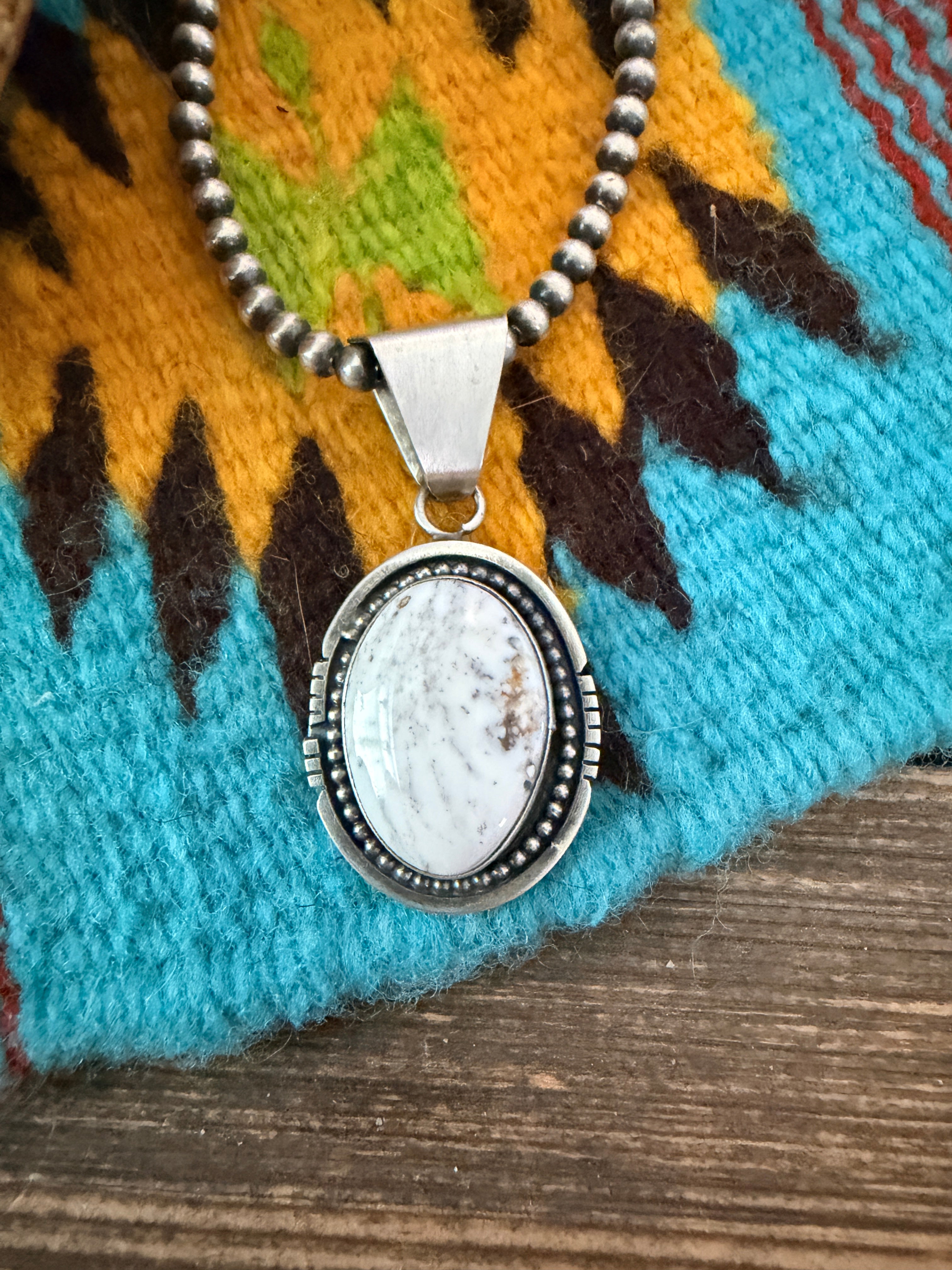Handcrafted Sterling Silver & White Buffalo Pendant