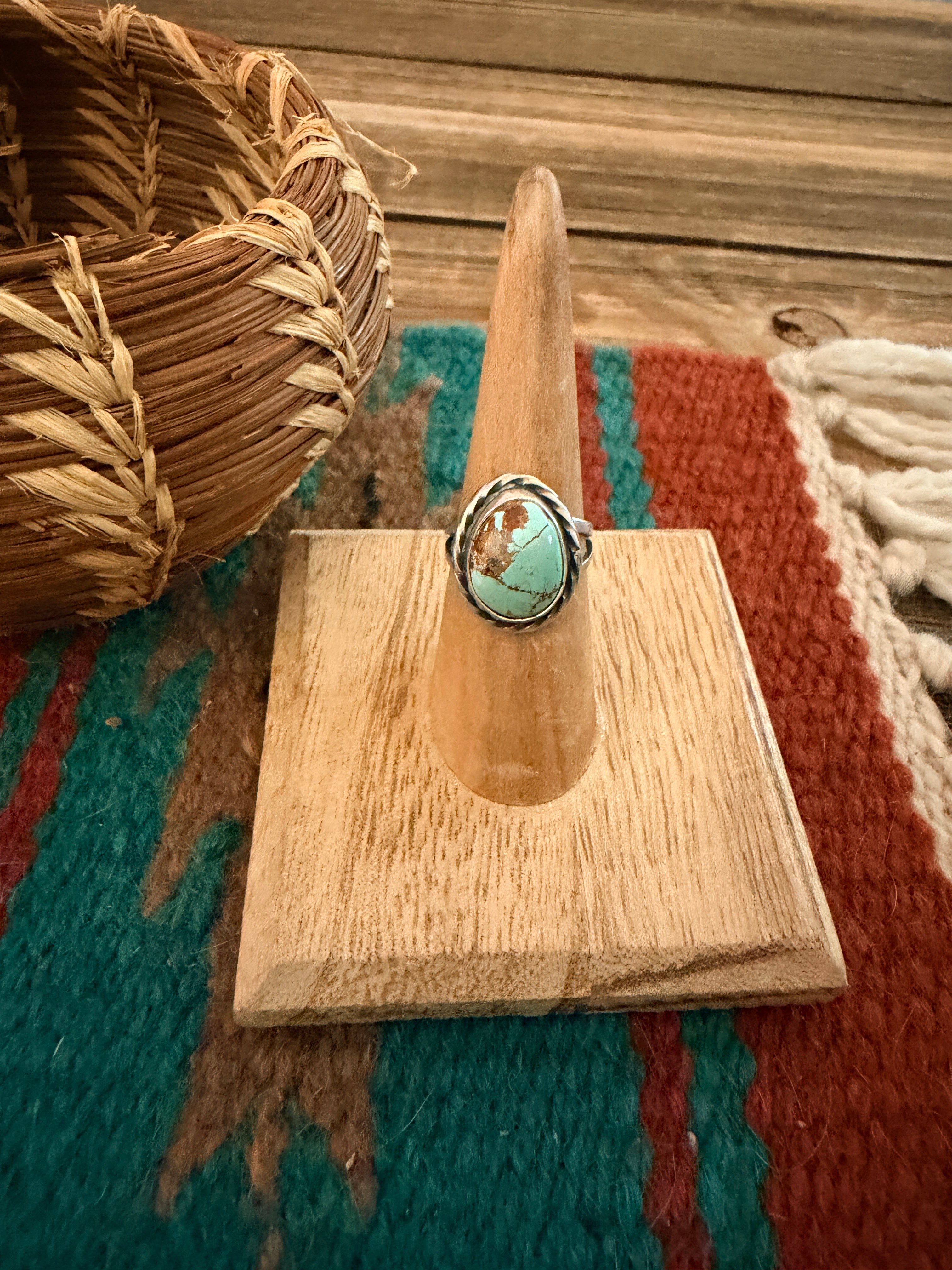 Handcrafted Turquoise & Sterling Silver Ring Size 6