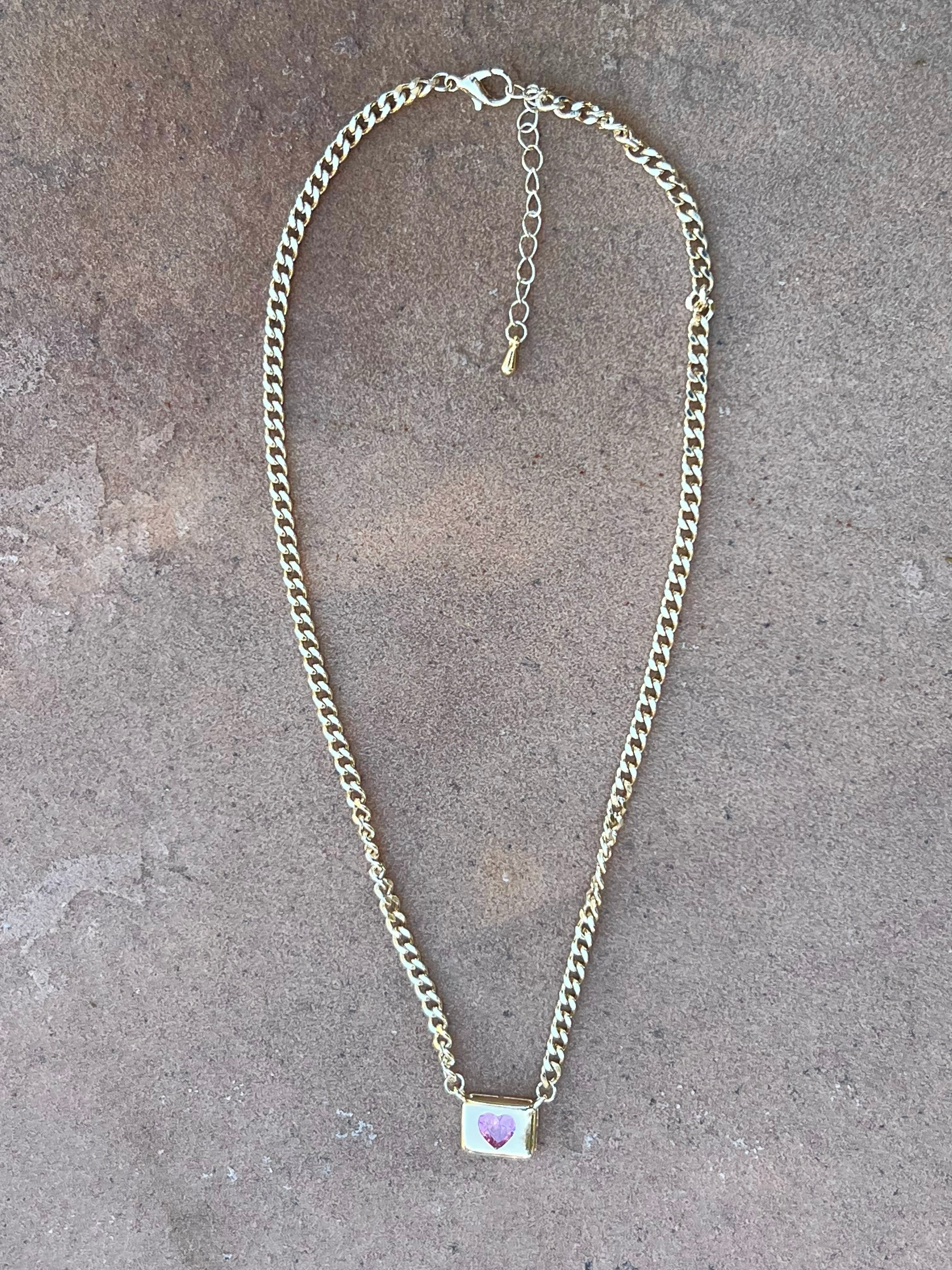 14k Gold Plated Pink Heart Locket Necklace