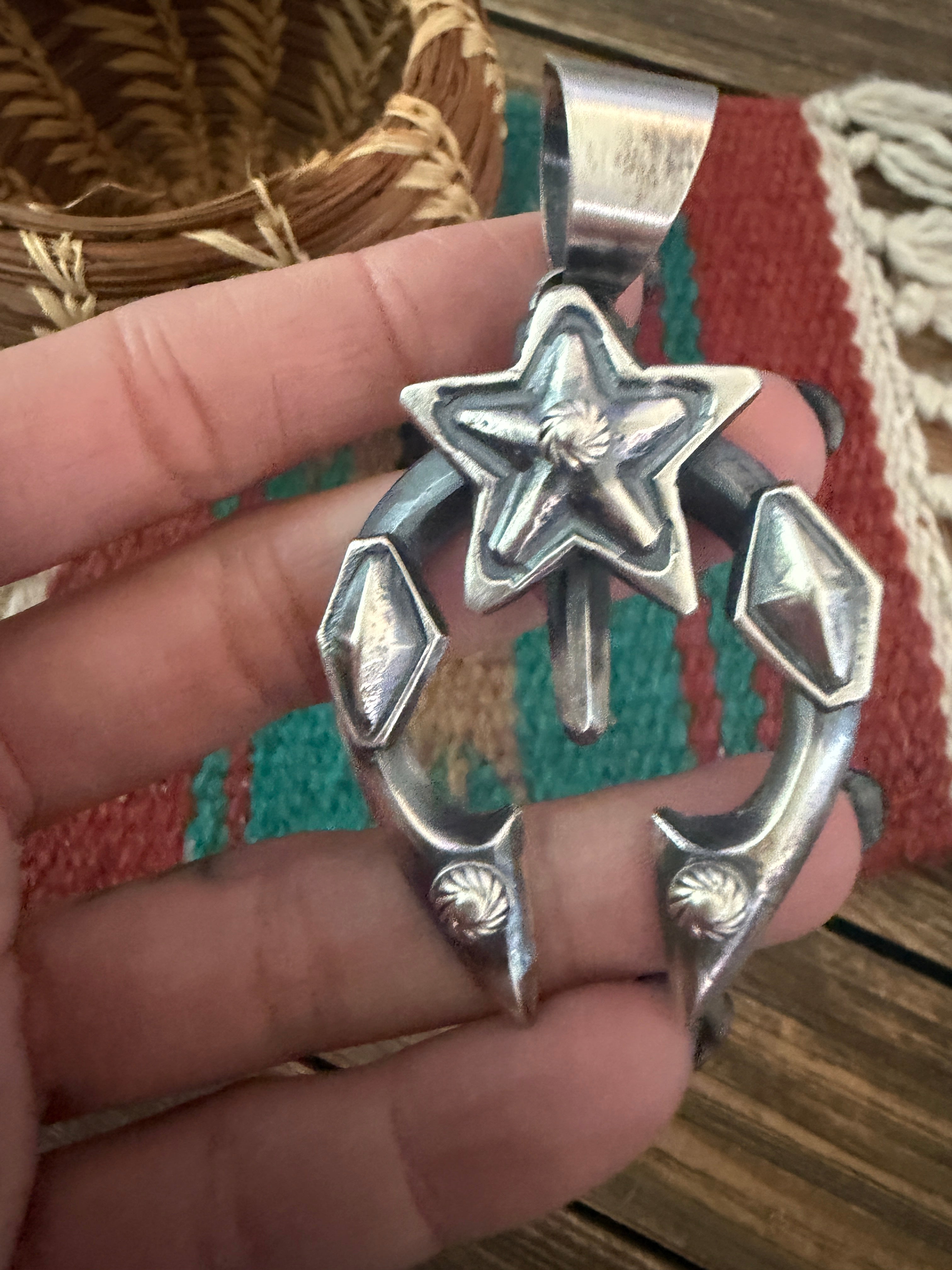 Handcrafted Sterling Silver Star Naja Pendant by Chimney Butte
