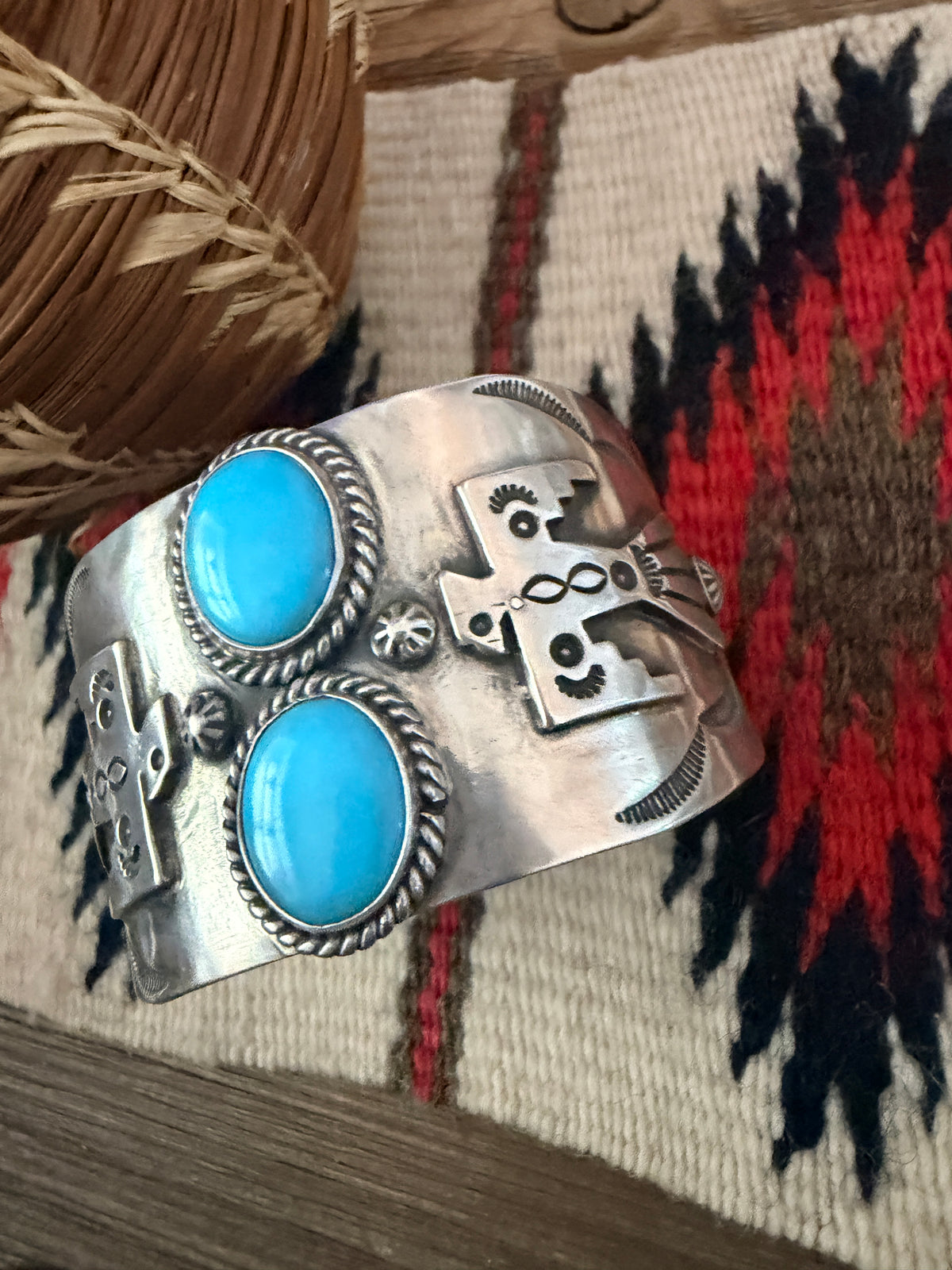 Handcrafted Turquoise & Sterling Silver Cuff Bracelet by Larry Kaye