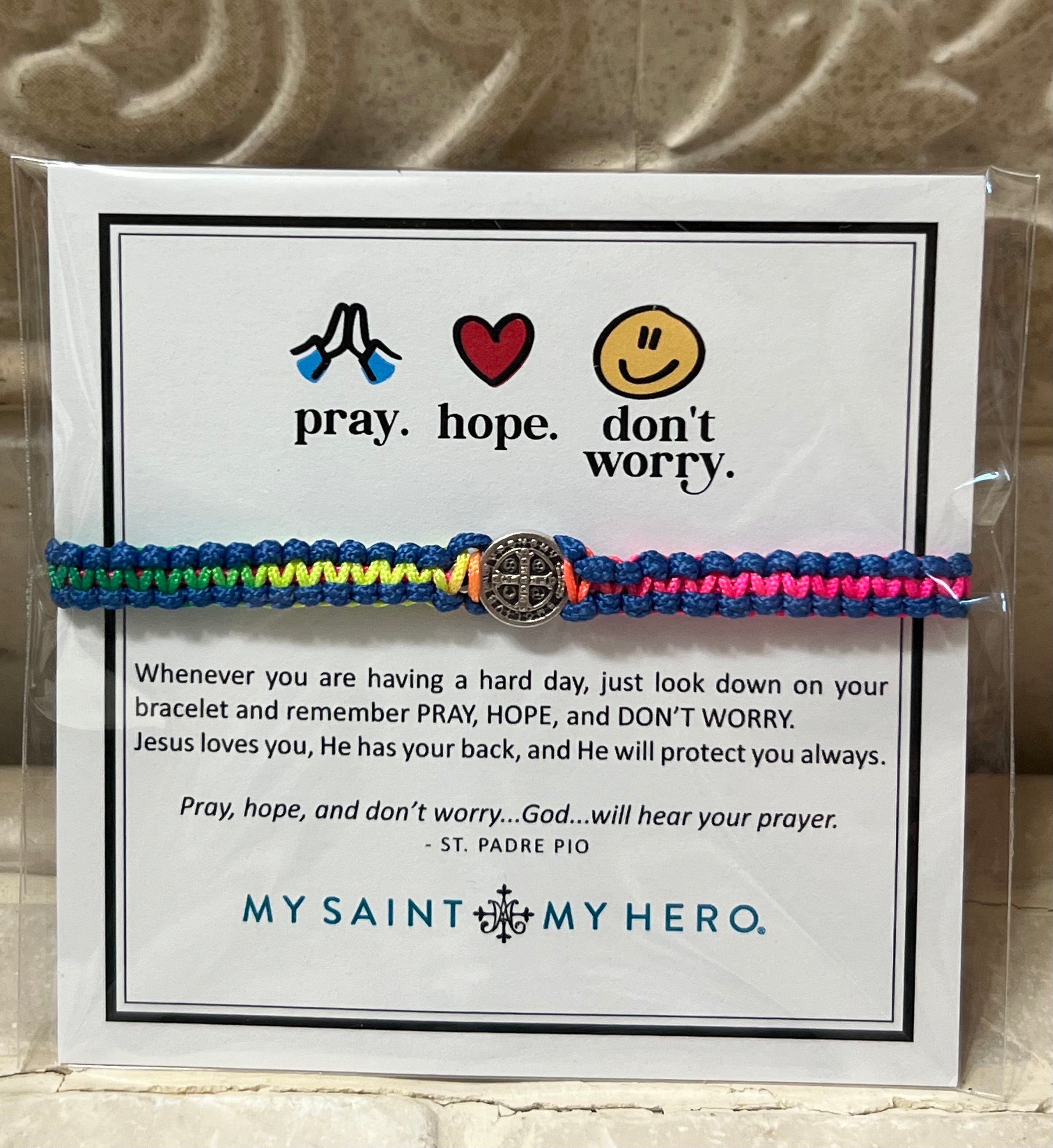 Pray. Hope. Don't Worry. Bracelet for Kids (Rainbow Multicolor)
