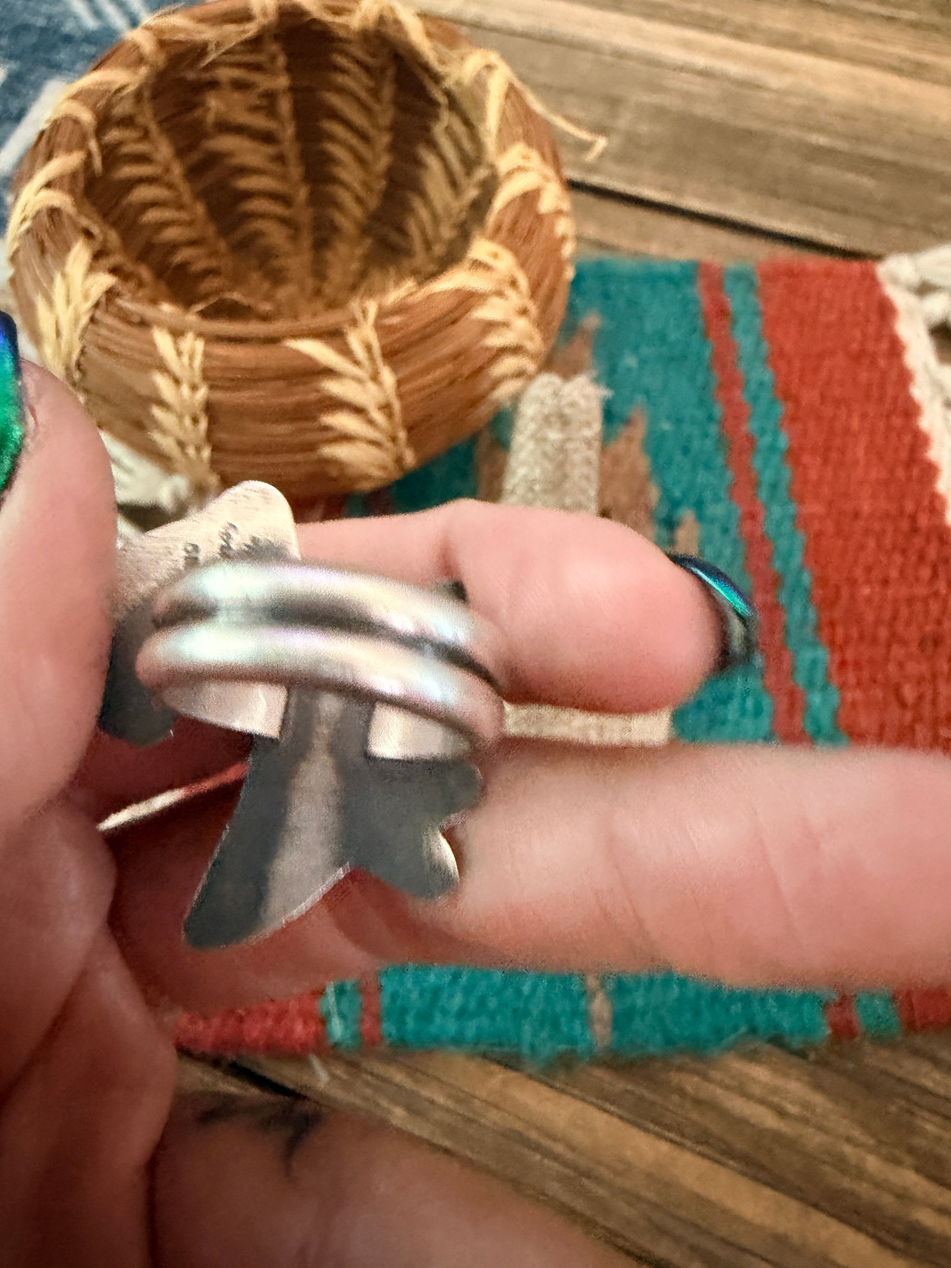 Handcrafted Sonoran Mountain Turquoise and Sterling Silver Goat Ring size 7 by Chimney Butte