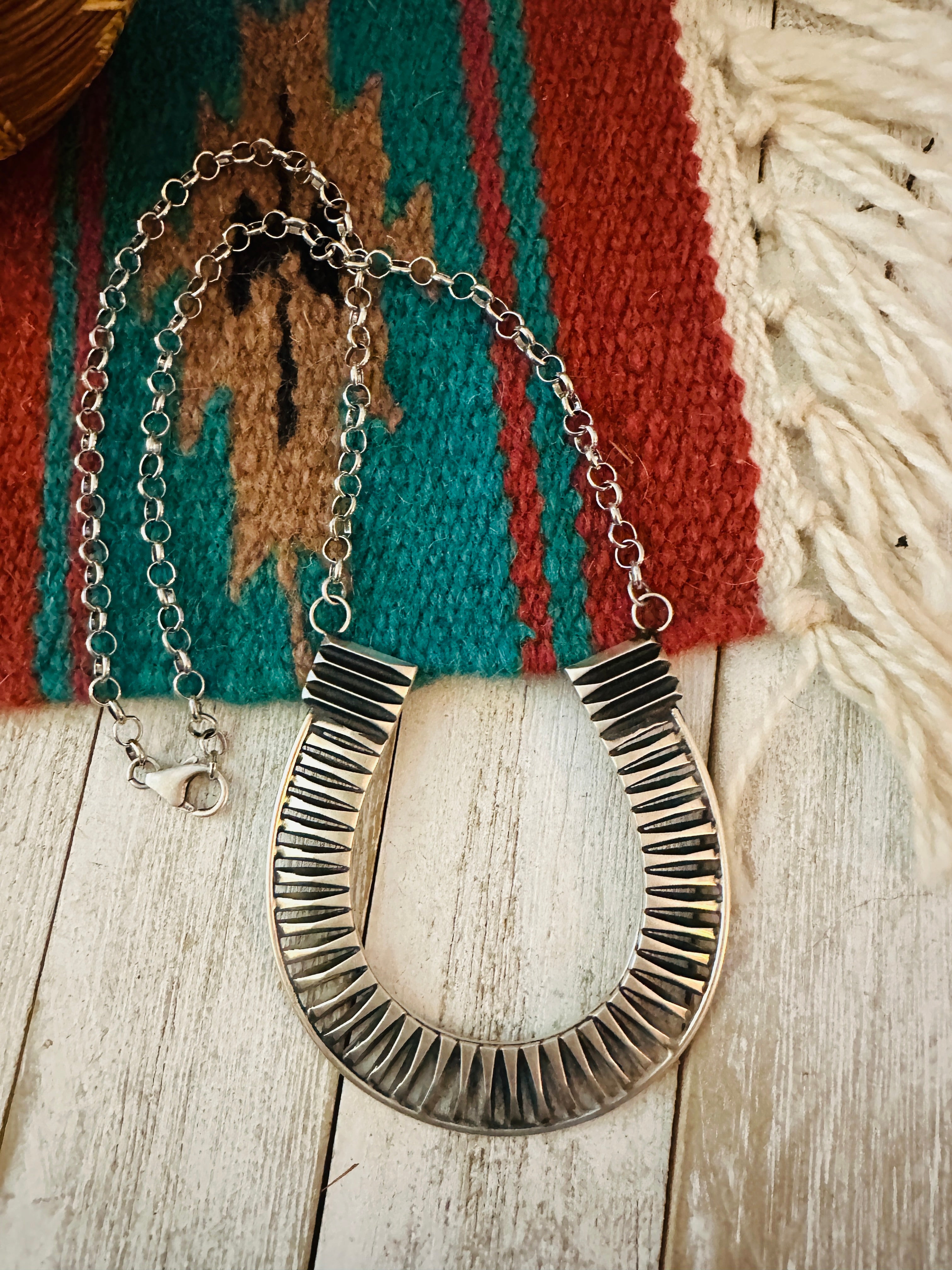 Navajo Sterling Silver Horseshoe Necklace