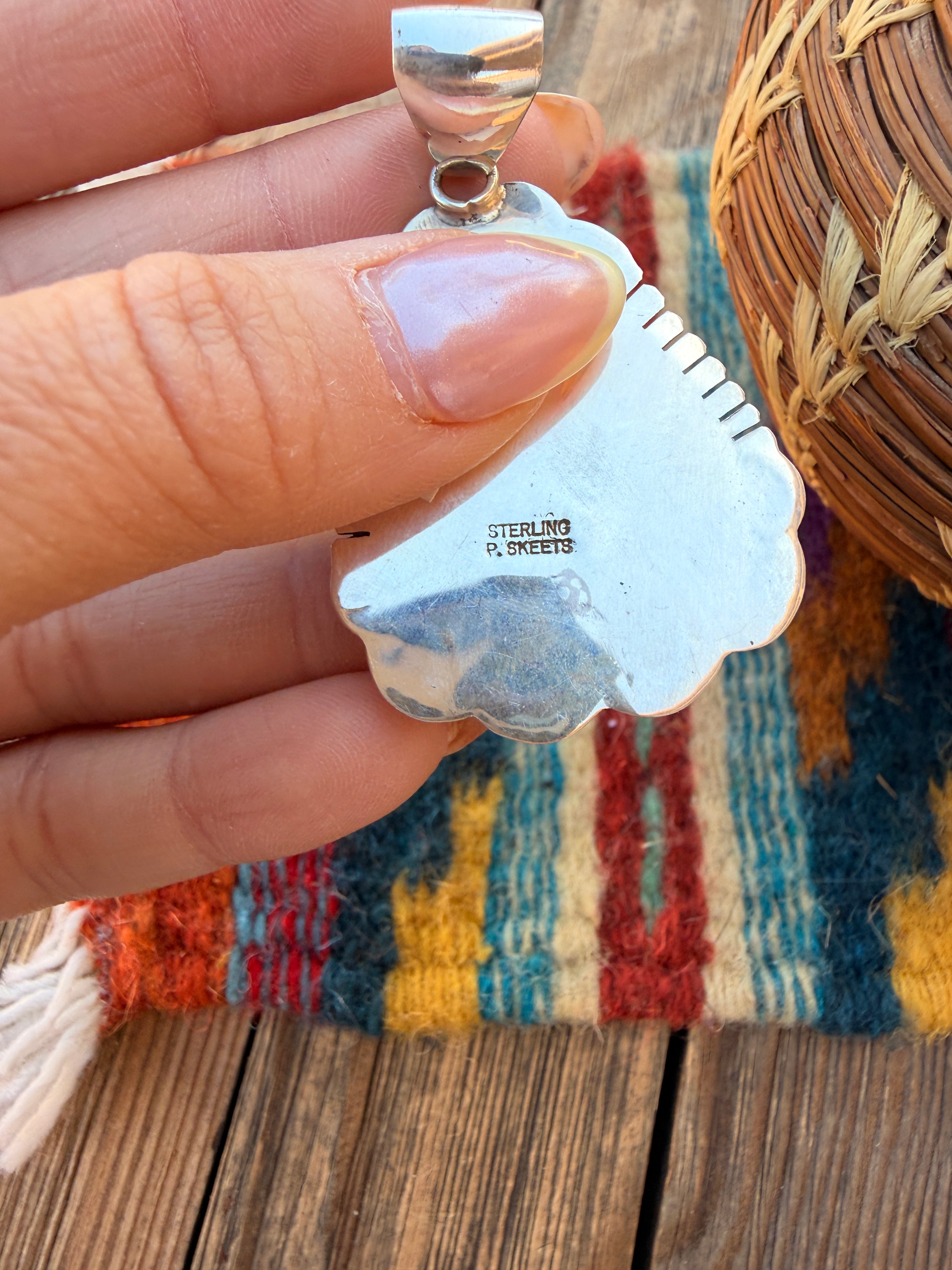 Handcrafted Sterling Silver & Orange Spiny Pendant by Patrick Skeets
