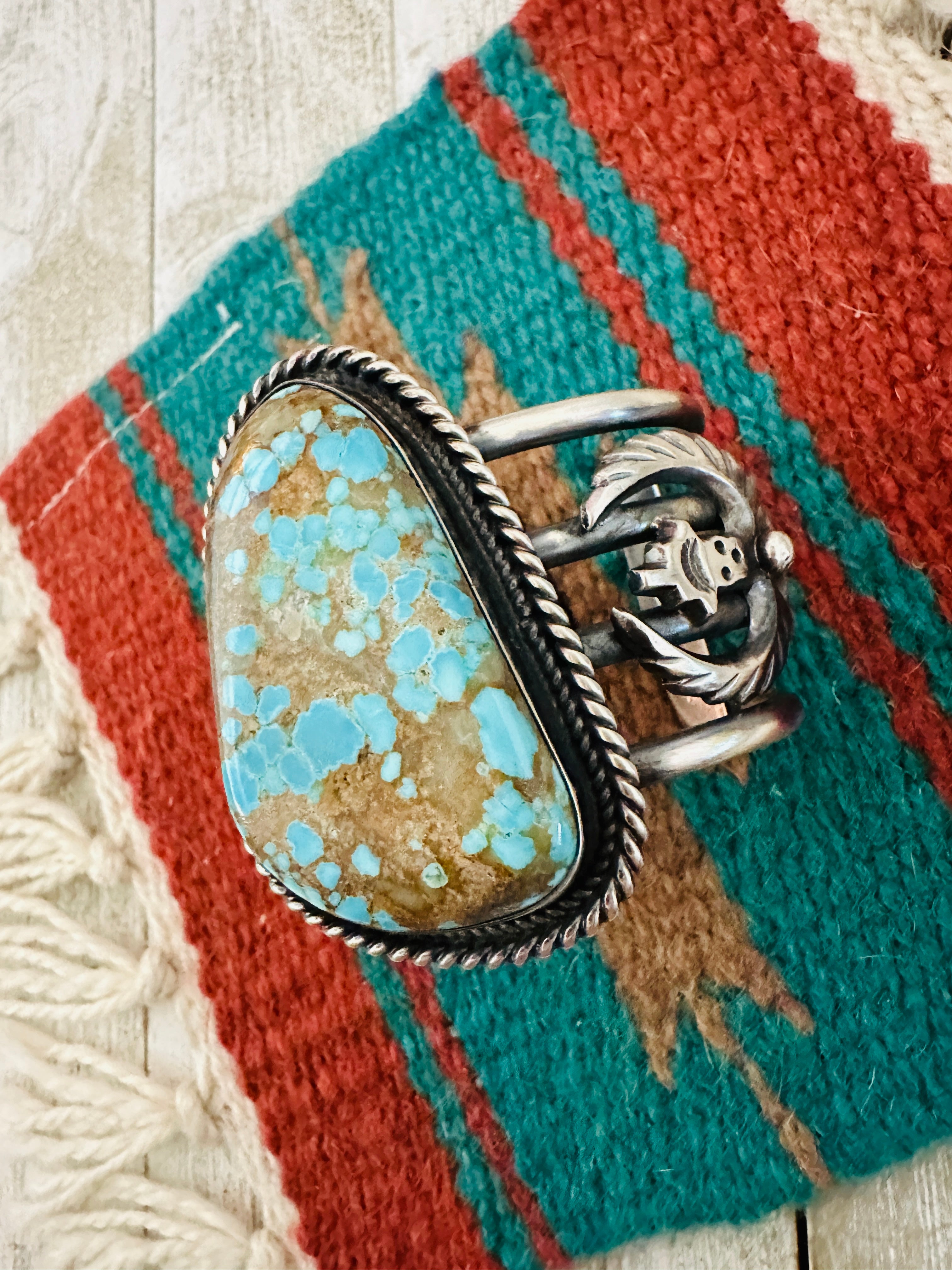 Handcrafted Sterling Silver & Number 8 Turquoise Cuff Bracelet by Chimney Butte