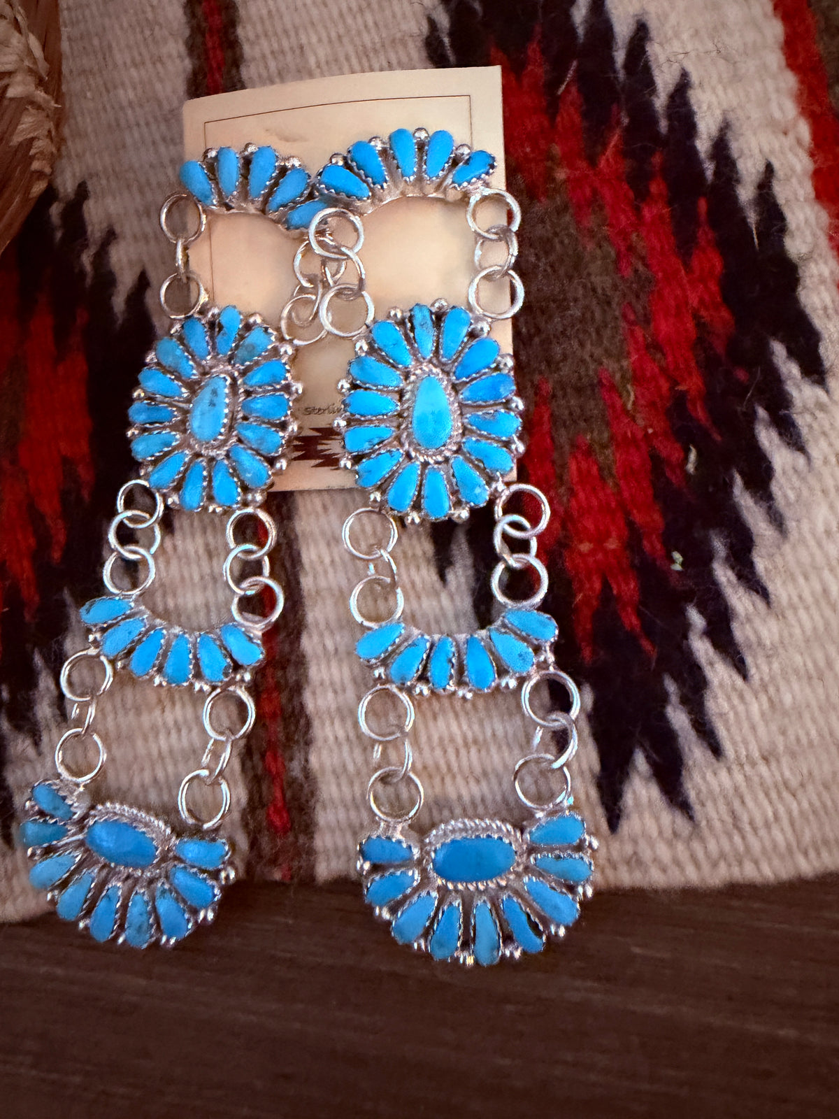 Handcrafted Sleeping Beauty Turquoise & Sterling Silver Cluster Dangle Earrings by Juliana Williams