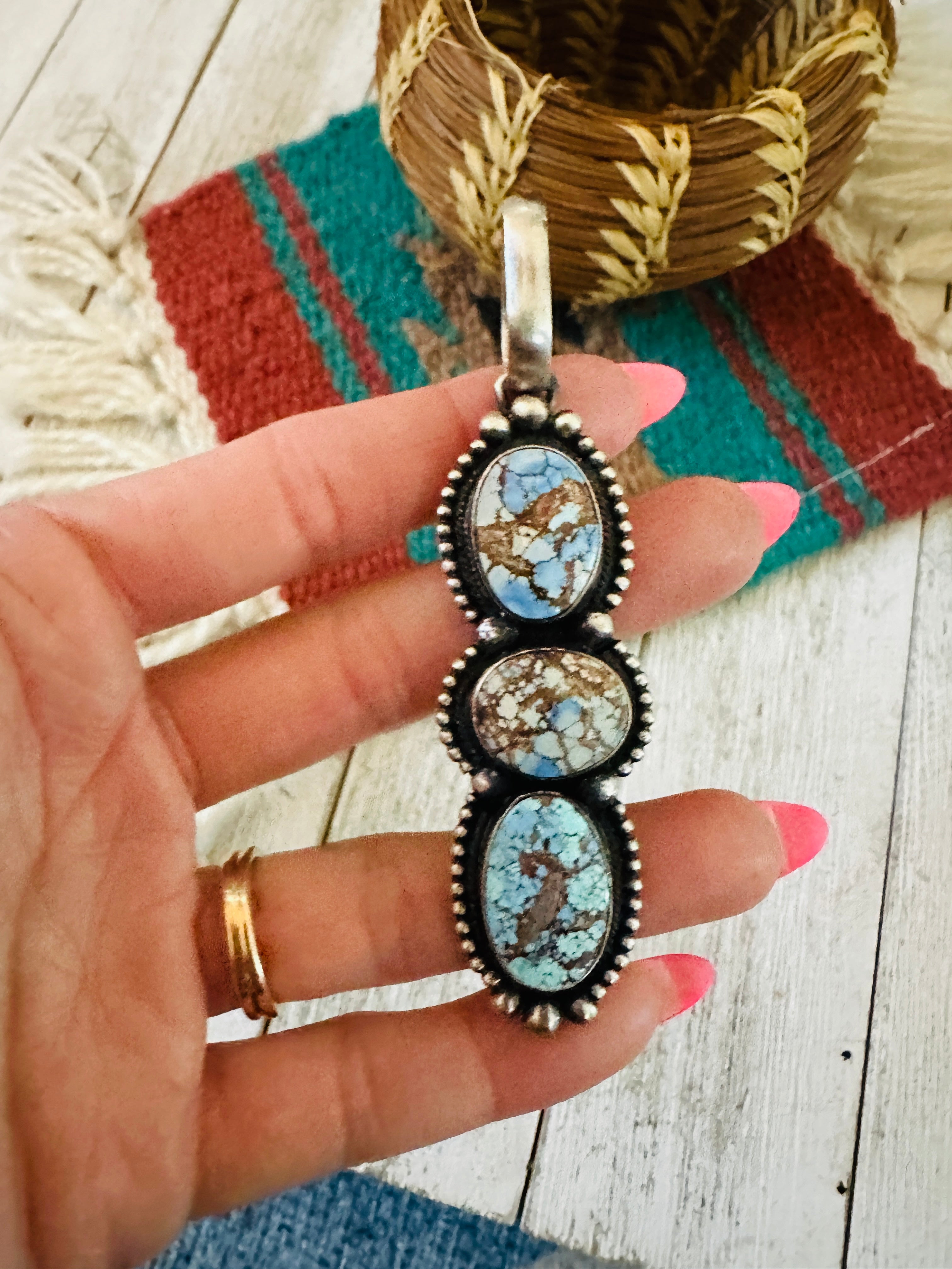 Handcrafted Golden Hills Turquoise & Sterling Silver Pendant