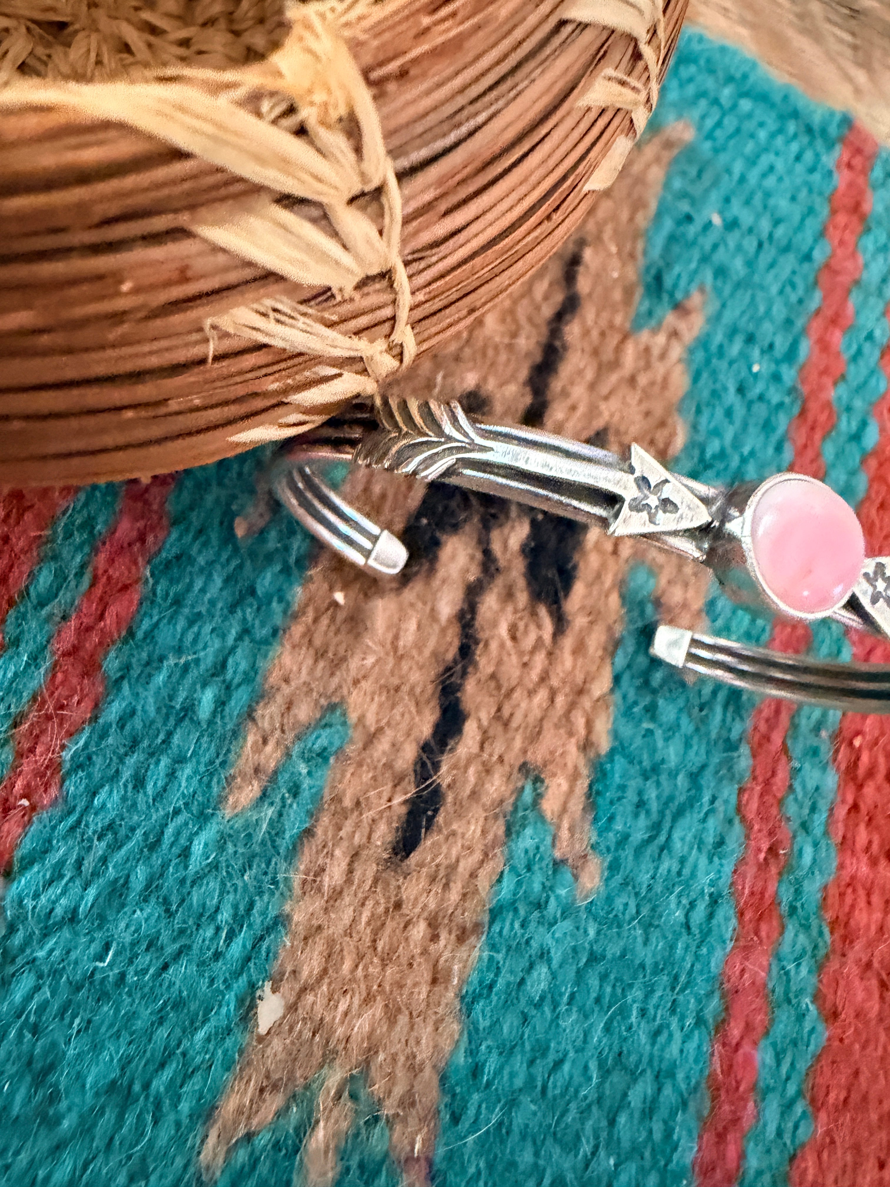 Handcrafted Sterling Silver & Queen Pink Conch Arrow Cuff Bracelet