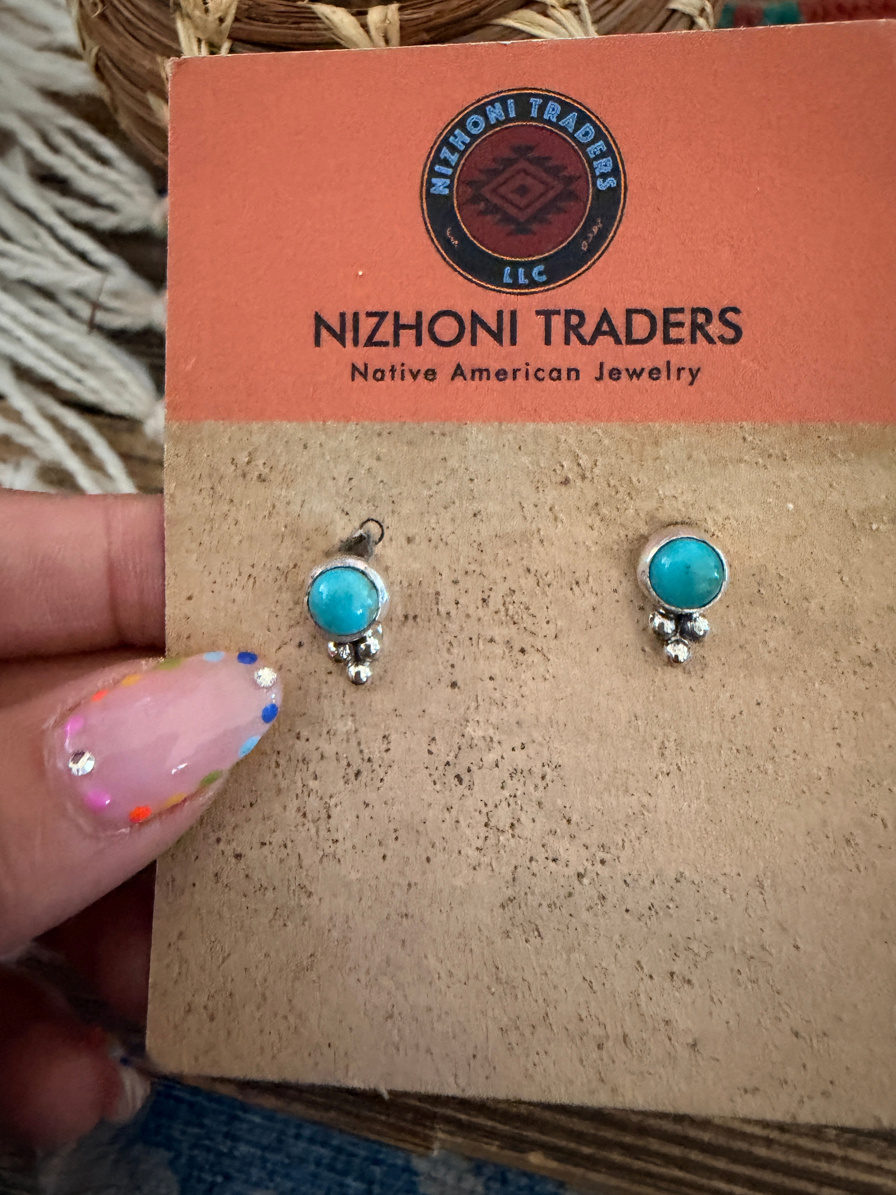 Handcrafted Turquoise & Sterling Silver Stud Earrings