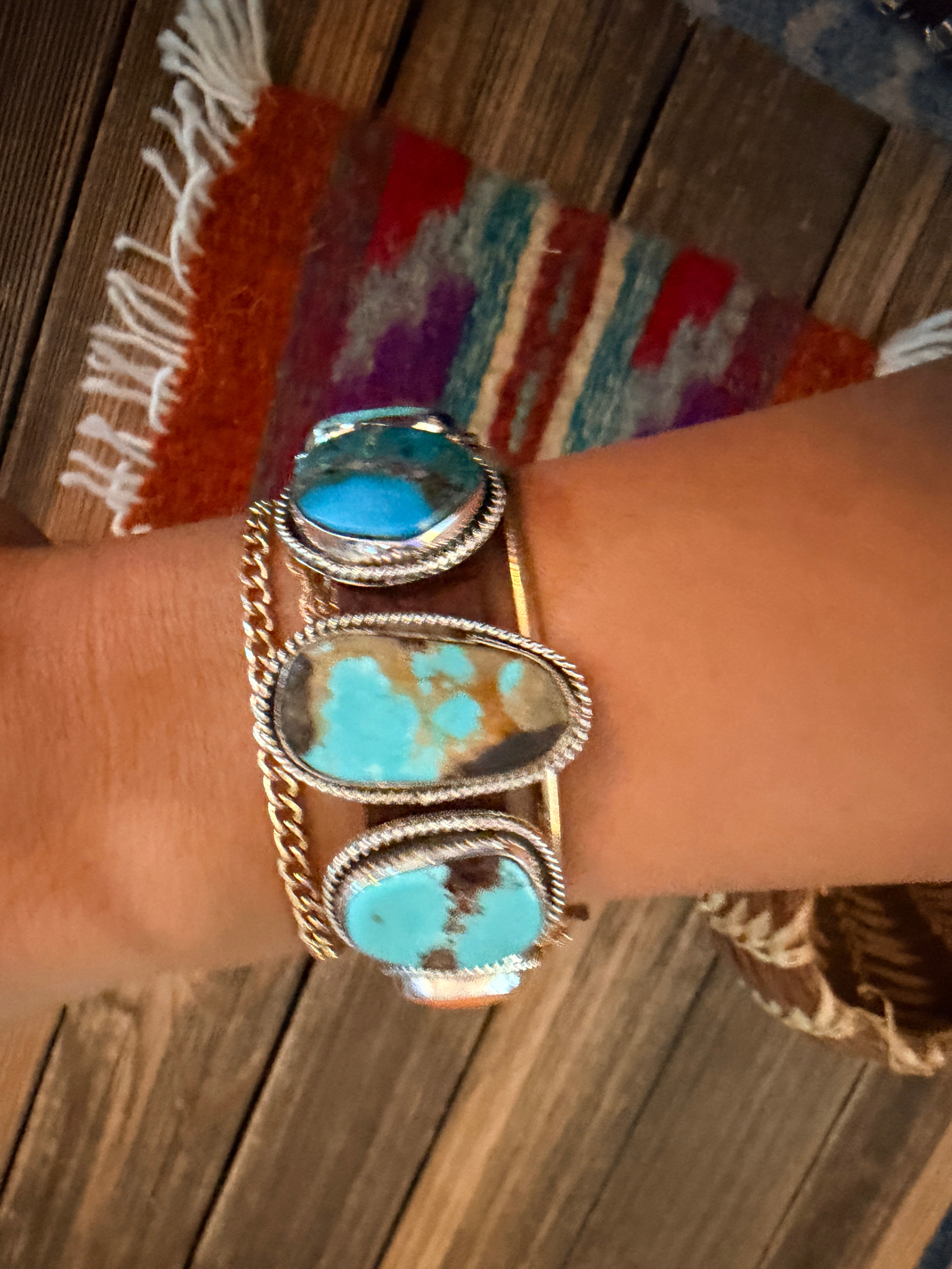 Handcrafted Multi Turquoise, Spiny & Sterling Silver Leather Bracelet
