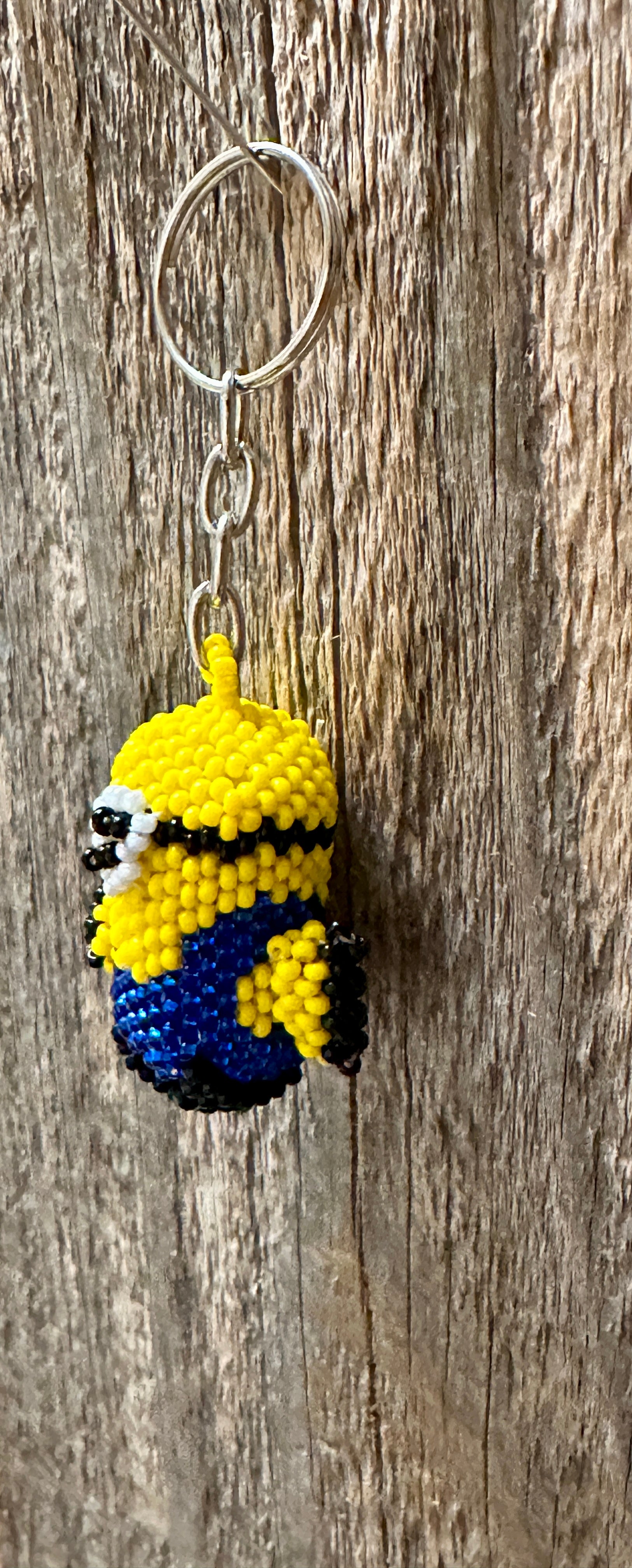 Handmade Beaded Yellow Minion Character Keychain