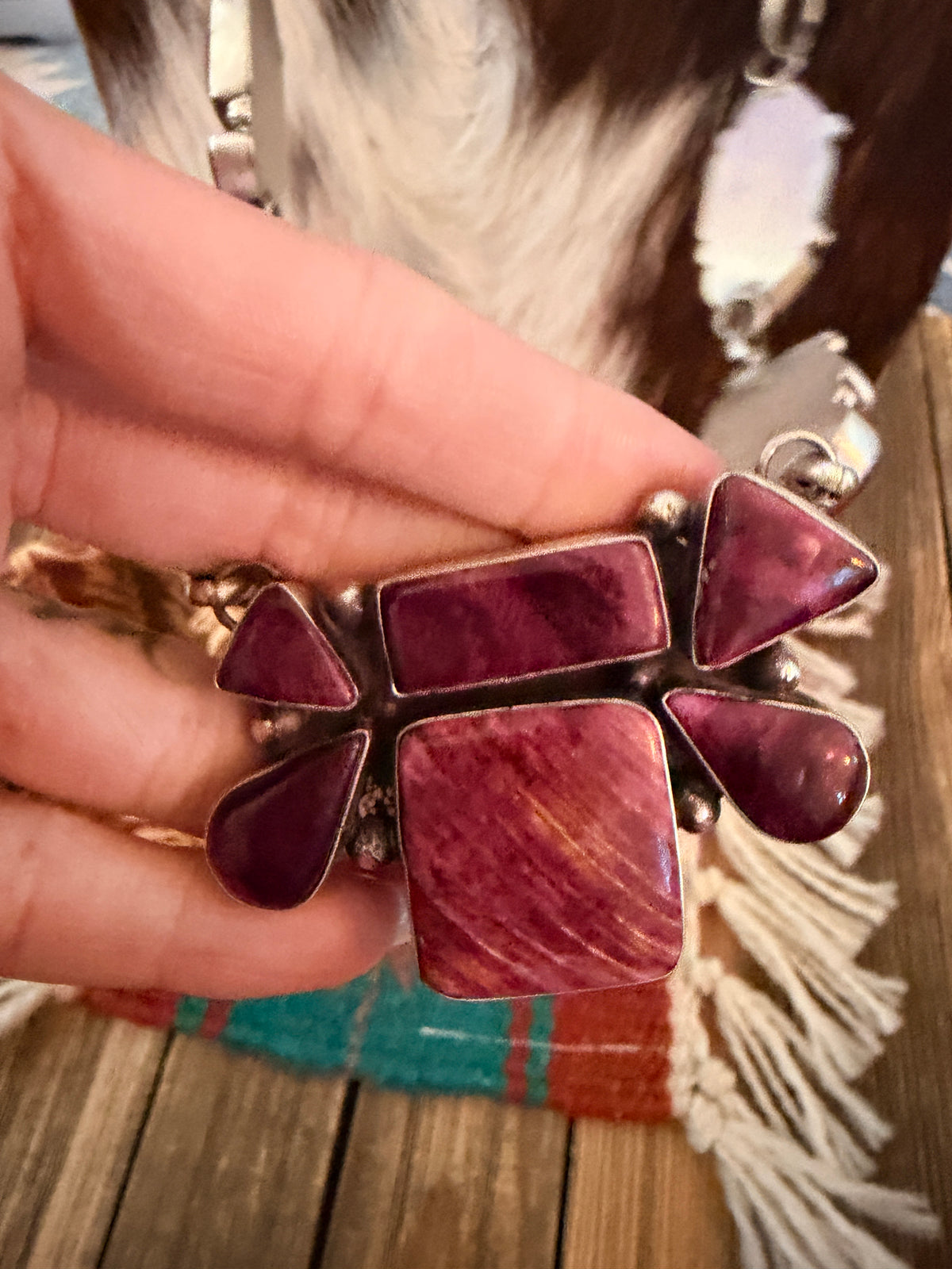 Handcrafted Spiny Oyster & Sterling Silver Necklace by Ella Peter