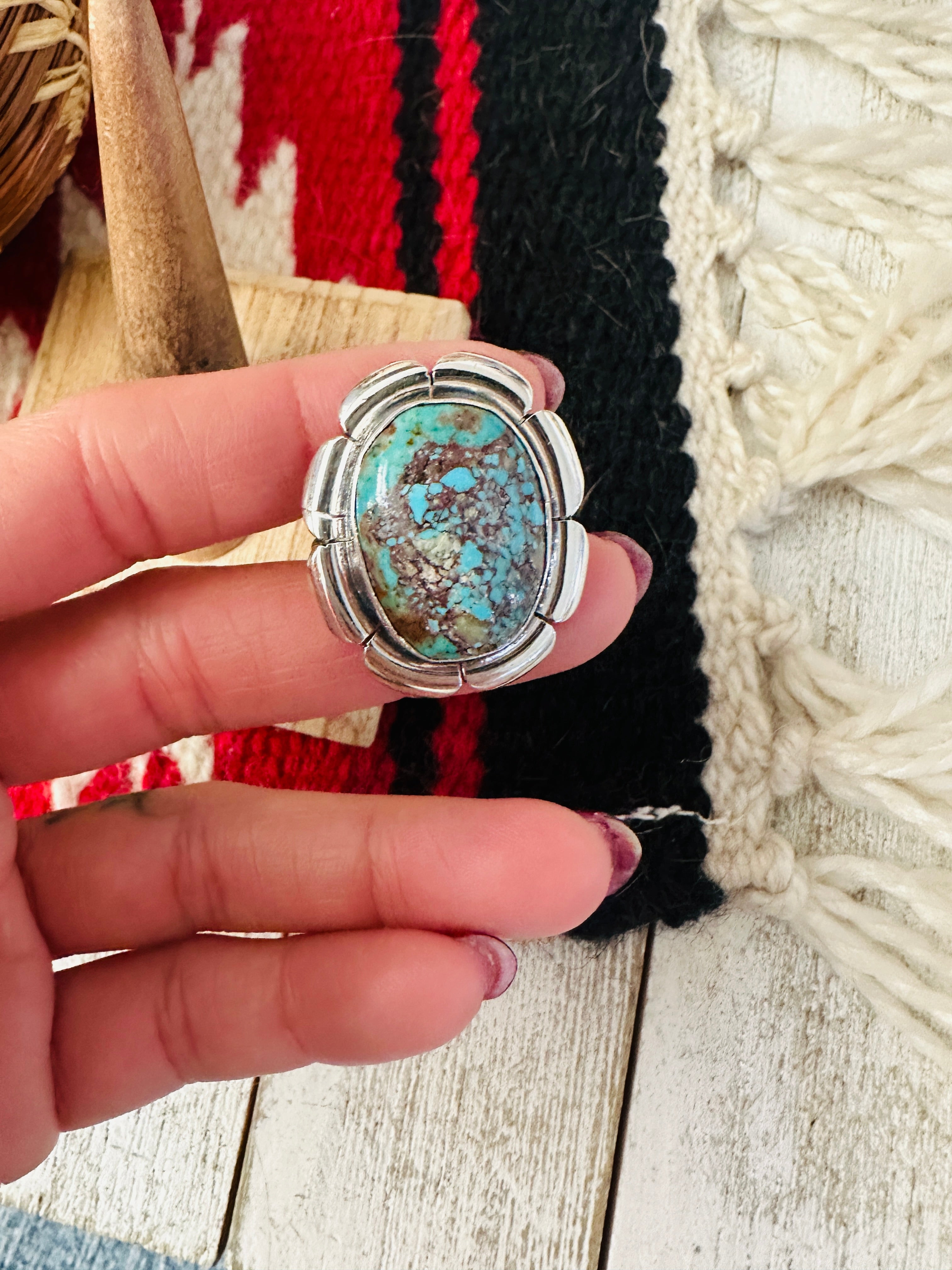 Navajo Sterling Silver & Turquoise Adjustable Ring