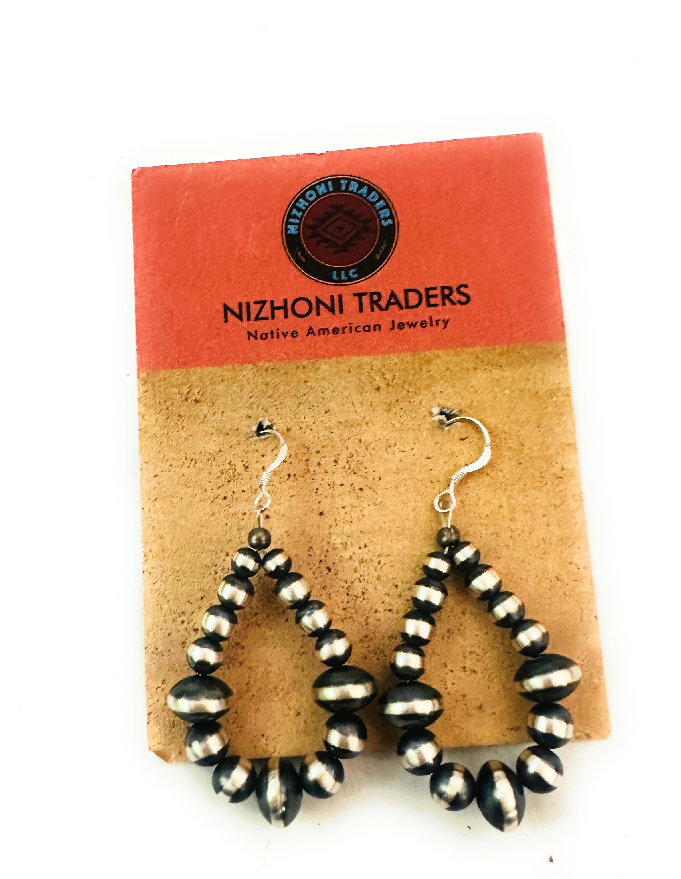 Navajo Sterling Silver Pearl Dangle Hoop Earrings