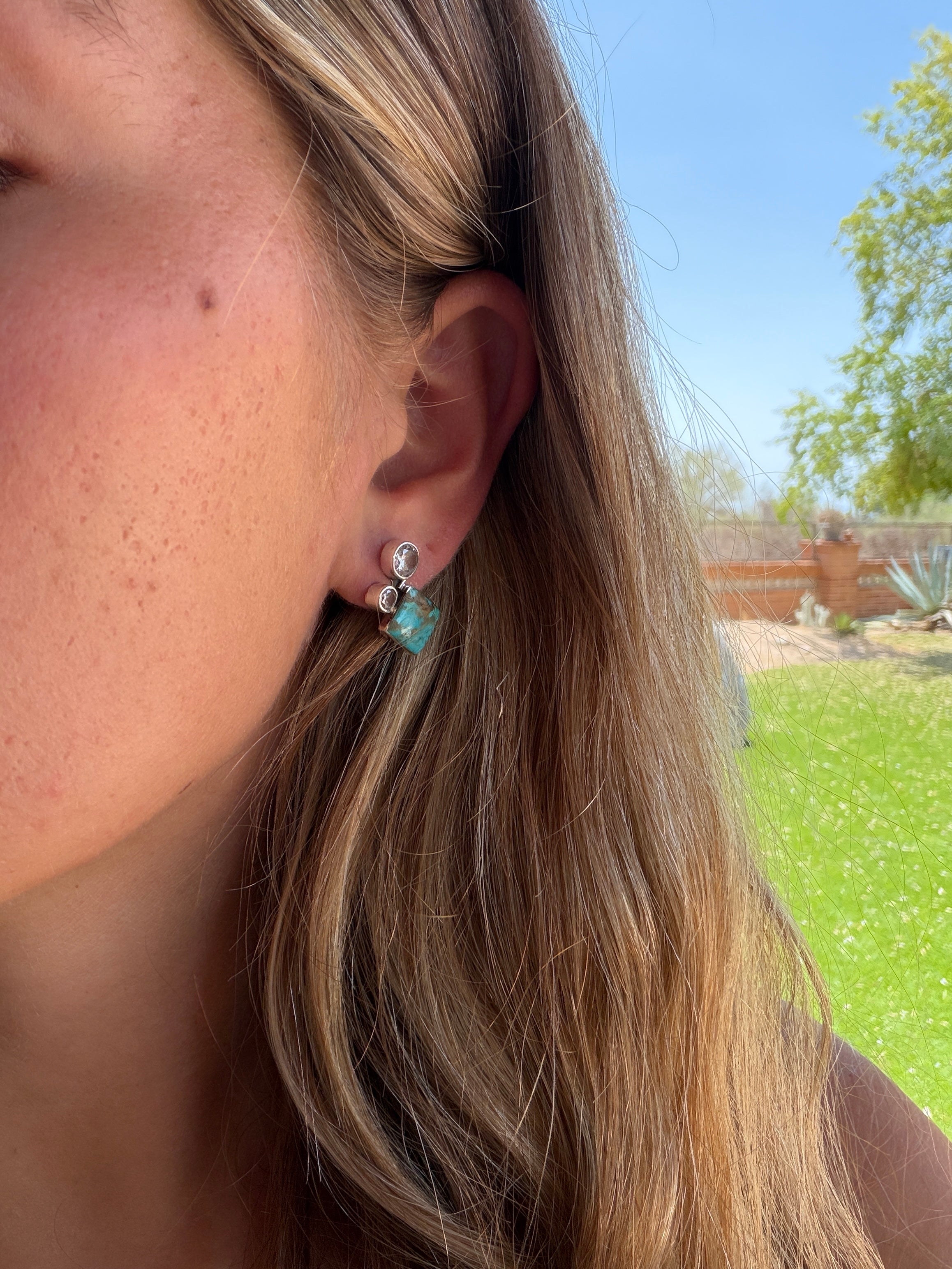 Handmade Turquoise & Sterling Silver Post Earrings