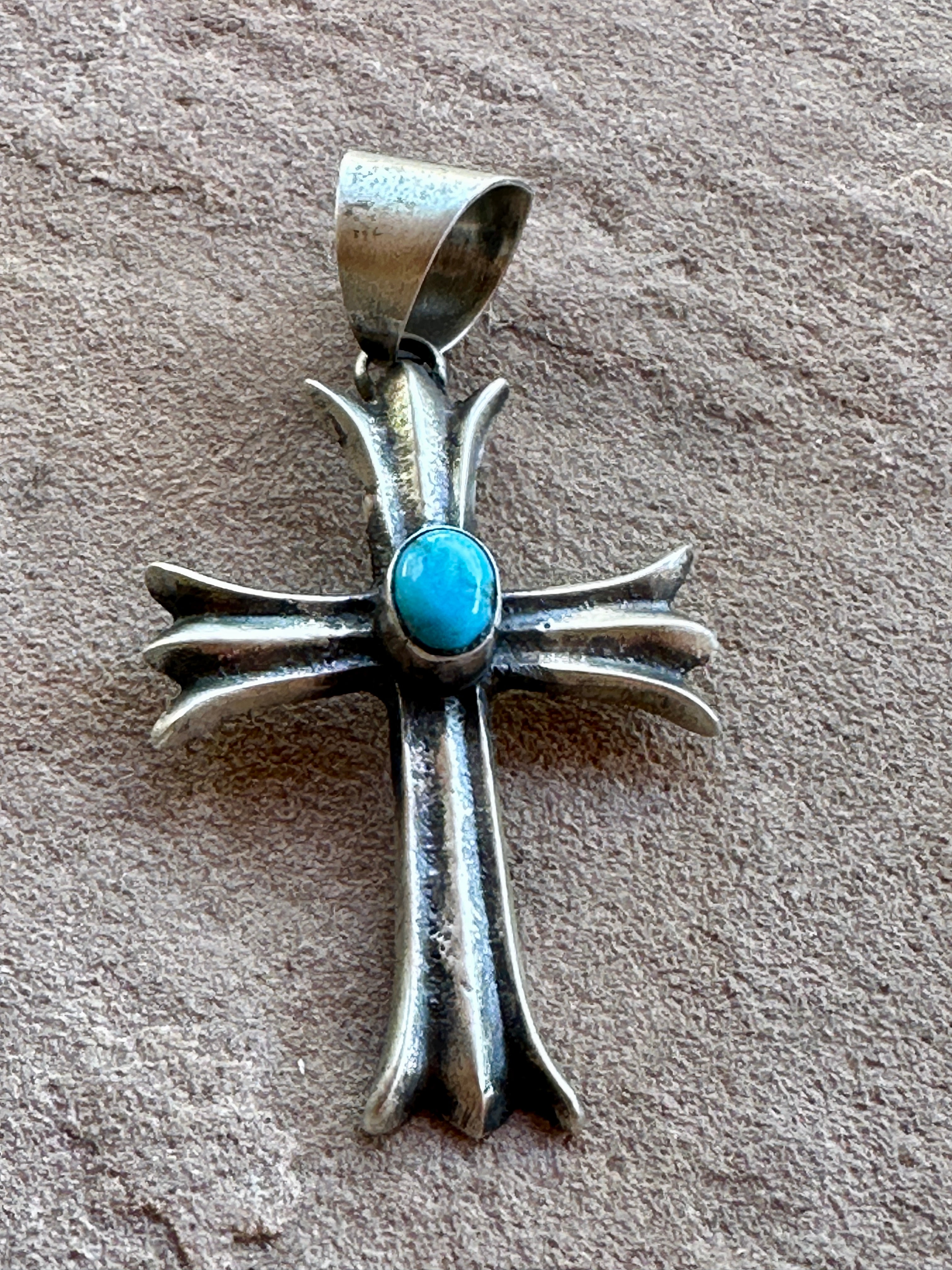 Navajo Sterling Silver & Turquoise Cross Pendant