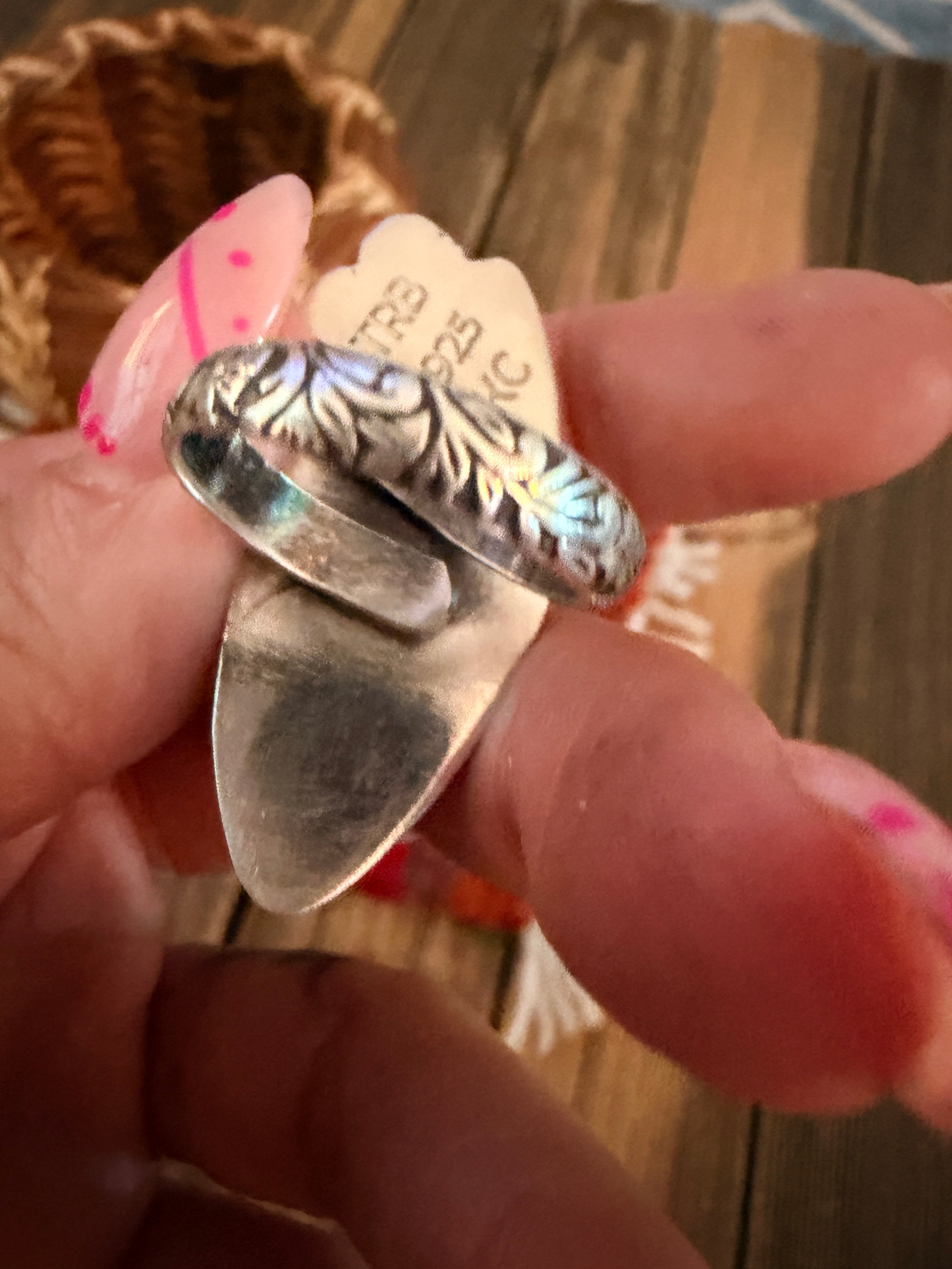 Handmade Sterling Silver and Charoite Adjustable Ring