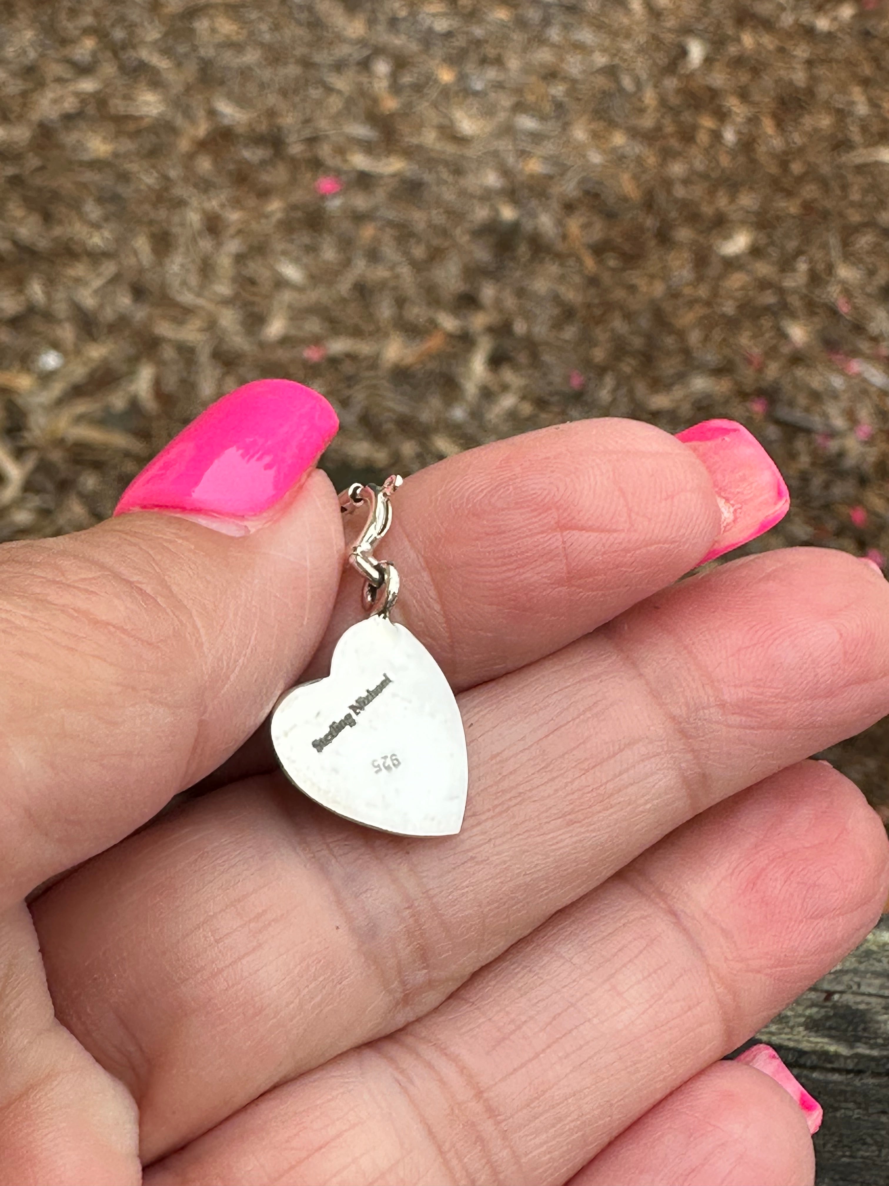 Sterling Silver and Turquoise Garden Heart Charm